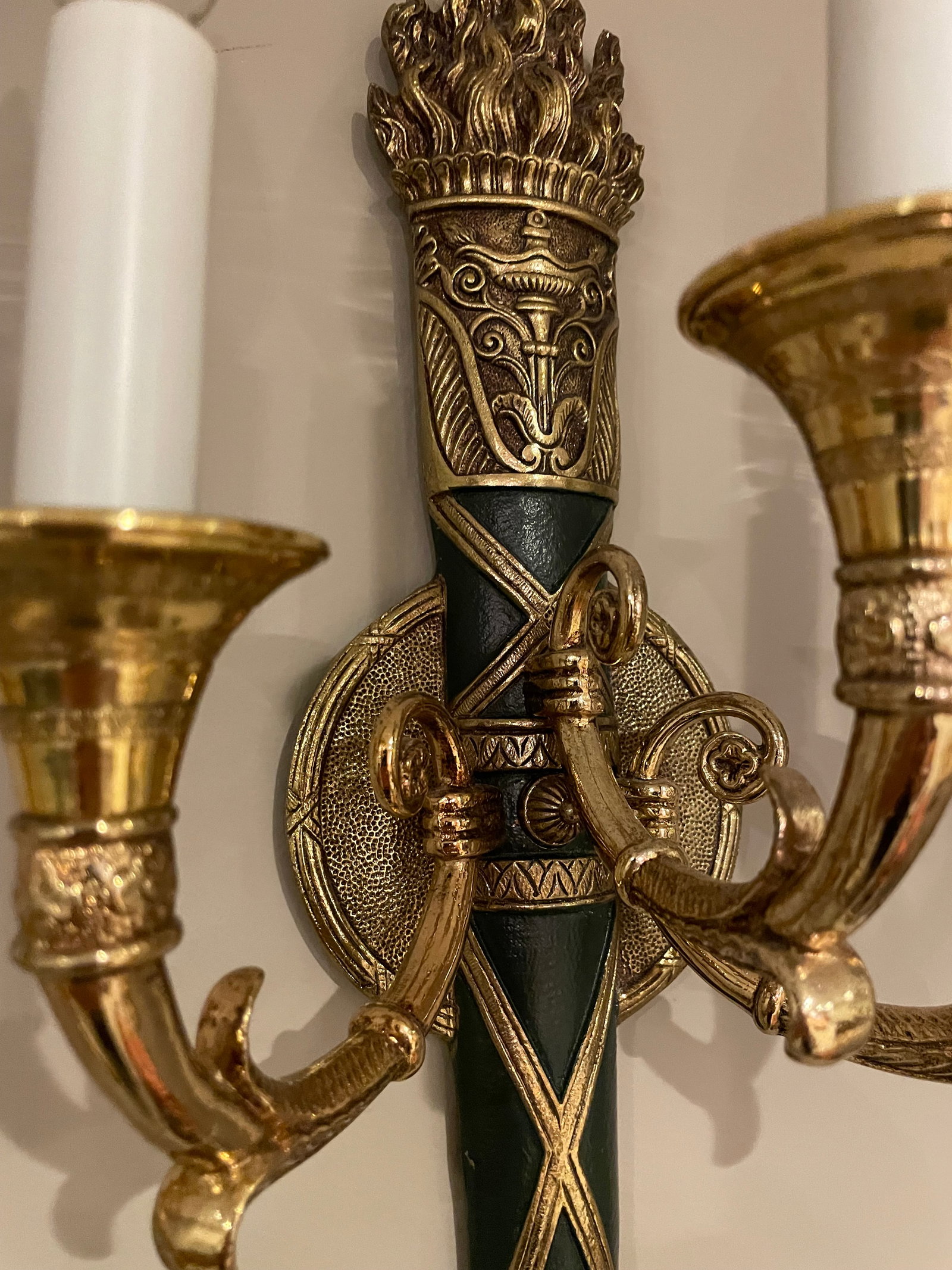 Four 3 Light Brass Wall Sconces - 5