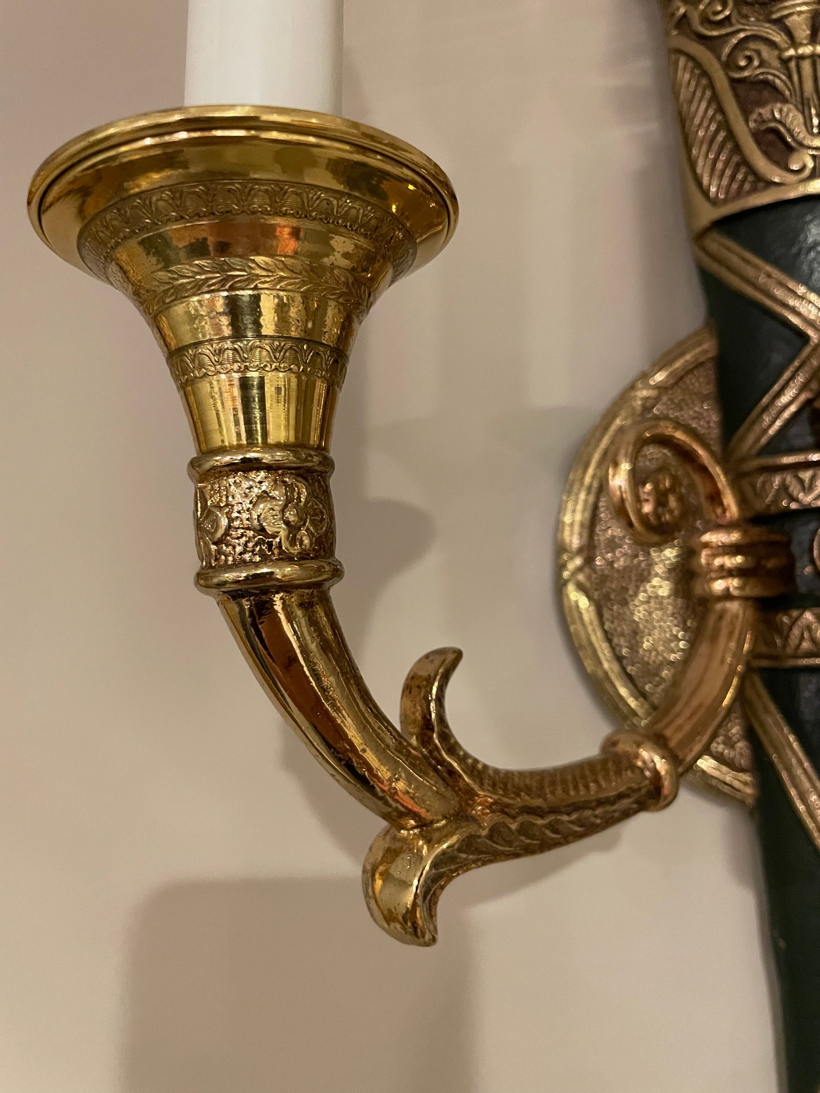 Four 3 Light Brass Wall Sconces - 6