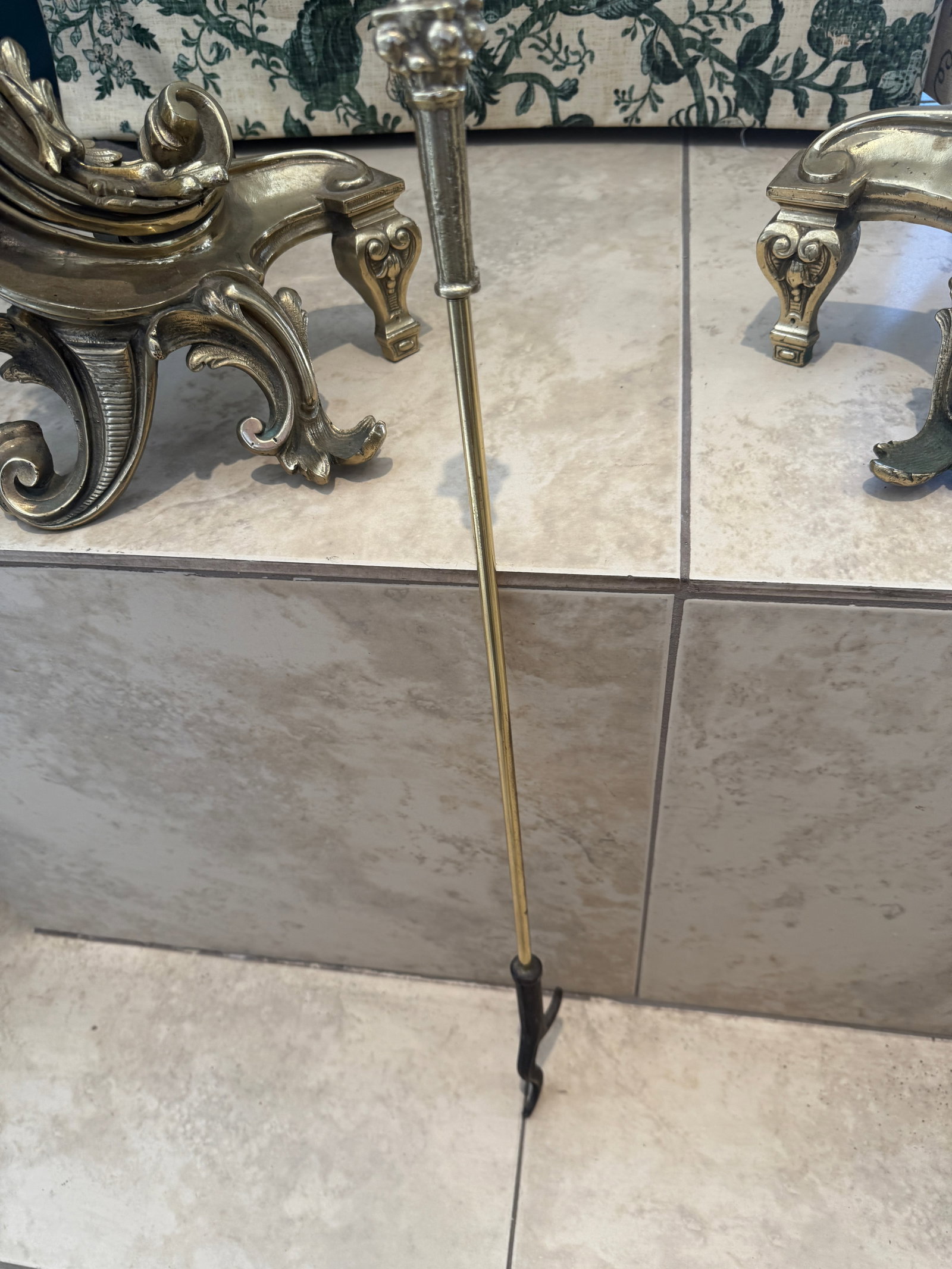 French Brass Set of Fireplace Tools - 10