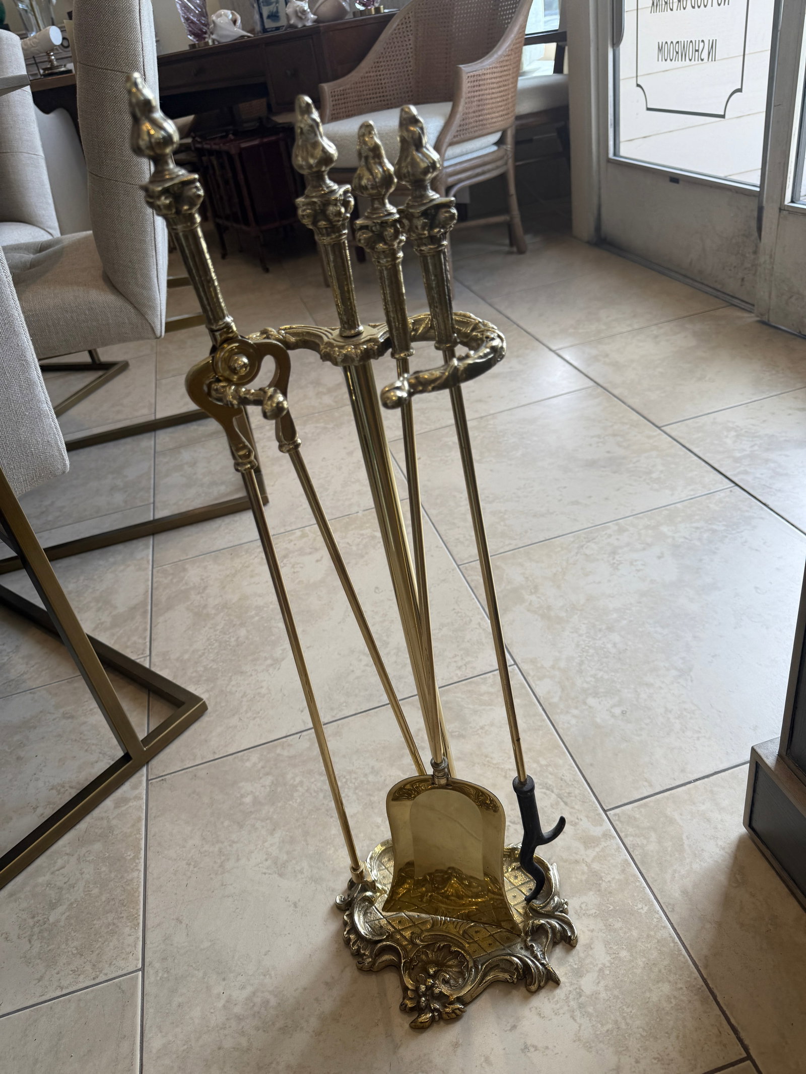 French Brass Set of Fireplace Tools - 2