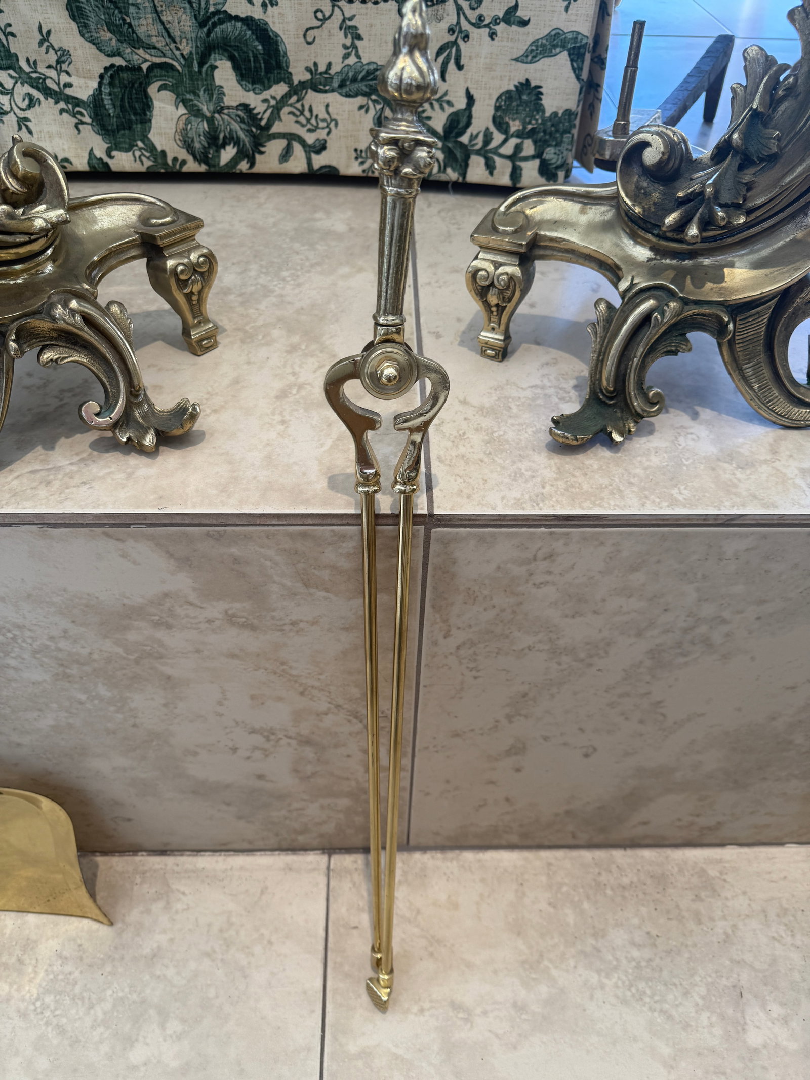 French Brass Set of Fireplace Tools - 9