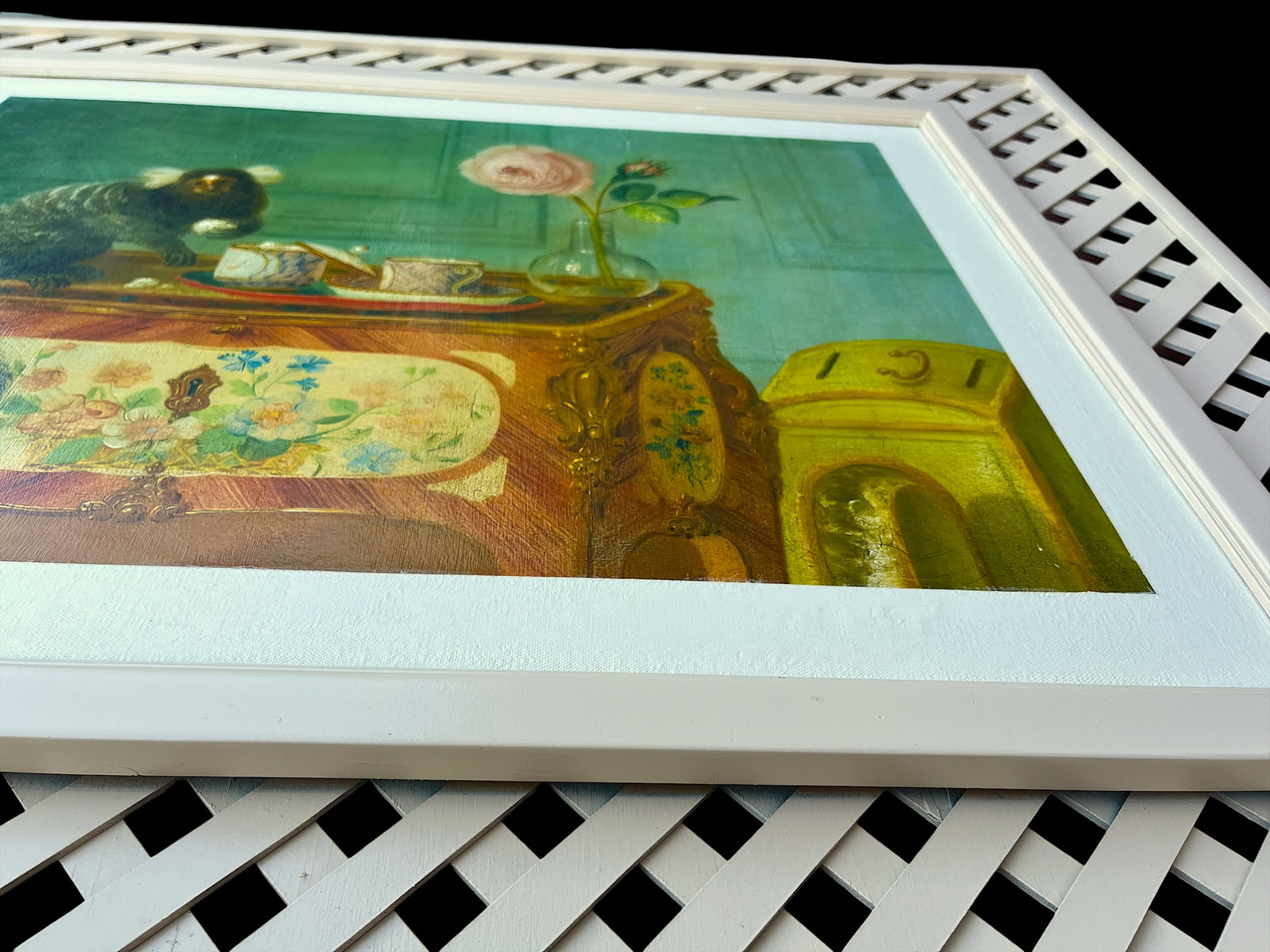 1980s Louis Tessier, a Marmoset Monkey Taking Sweets on a Painted Commode Giclée Reproduction - 6