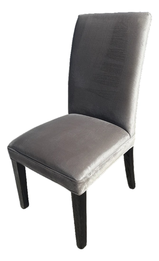 Rh Hudson Performance Velvet Chair in Fog: RH Hudson Performance Velvet Chair in Fog This sophisticated RH-style chair brings timeless elegance and comfort to any space. Upholstered in Performance Velvet in Fog, the fabric offers a subtle