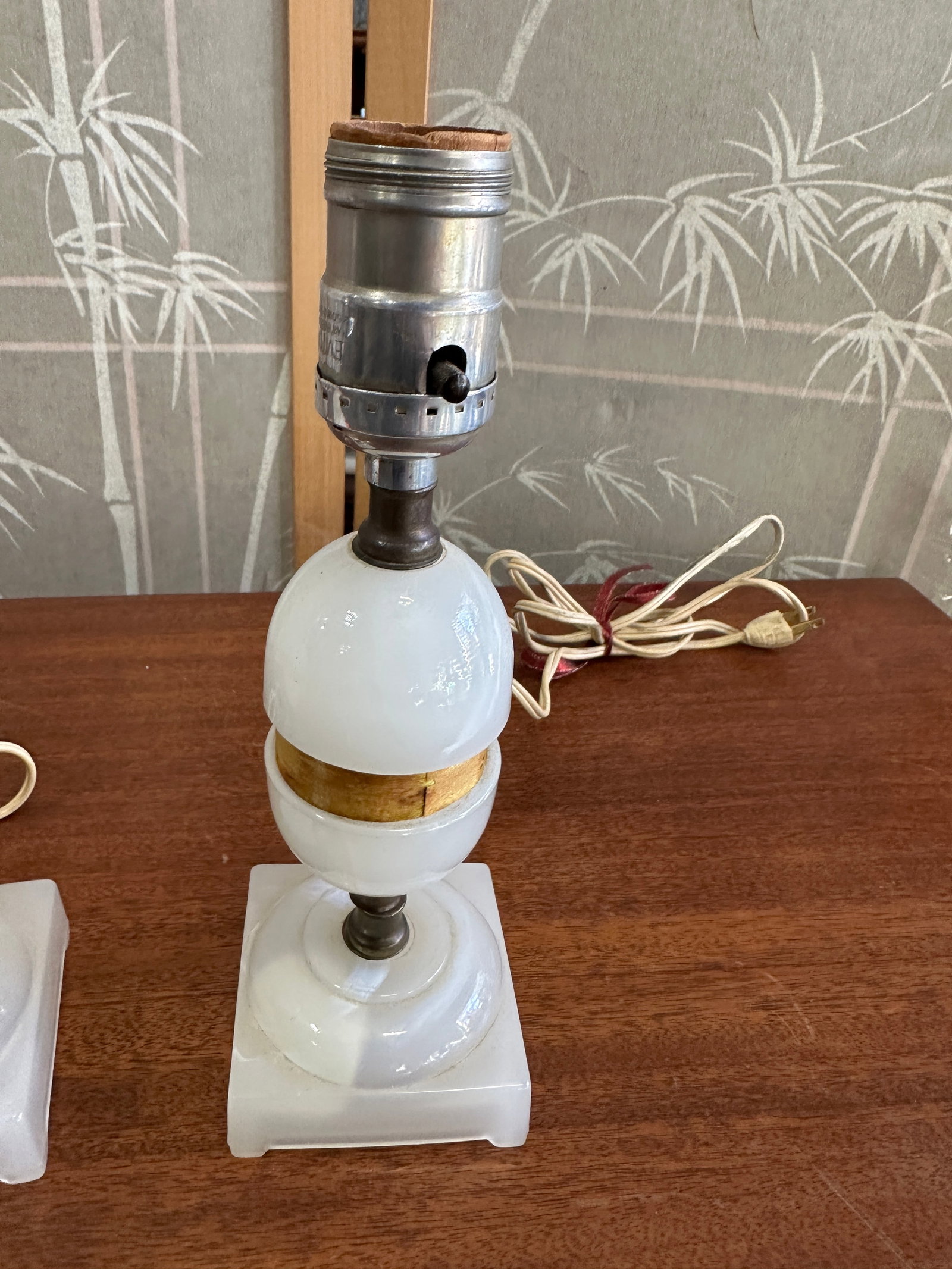 Vintage Pair of Marble Small Table Lamps - 5