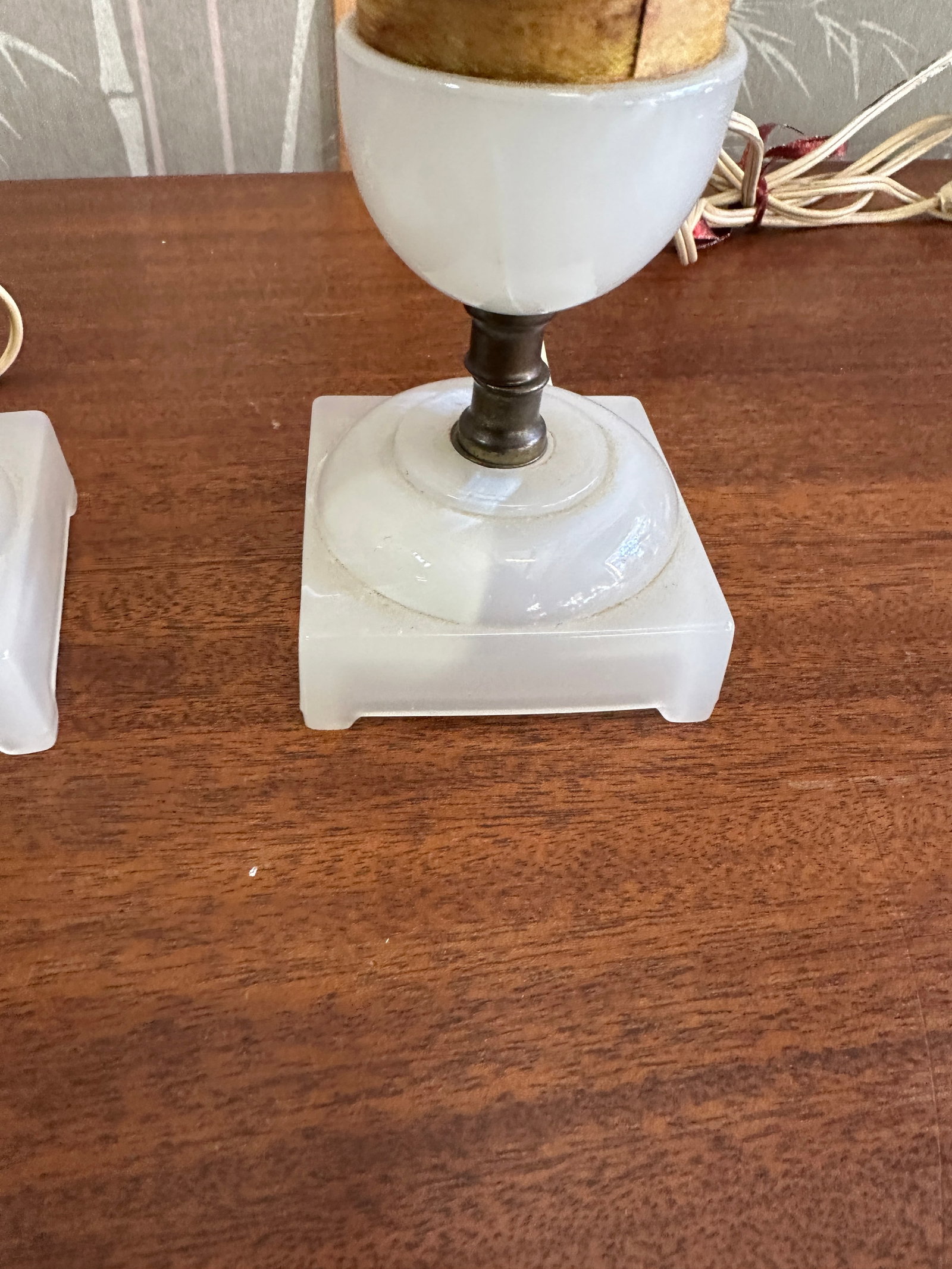 Vintage Pair of Marble Small Table Lamps - 7