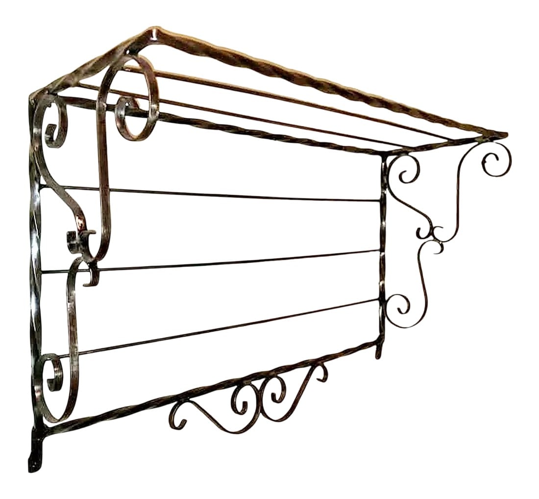1930s Wrought Iron Polished Wall Shelf (1 of 7)