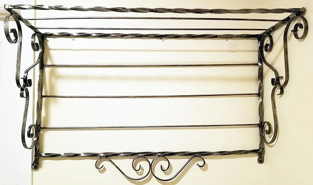 1930s Wrought Iron Polished Wall Shelf - 2