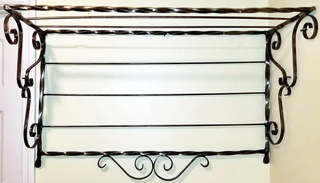 1930s Wrought Iron Polished Wall Shelf - 6