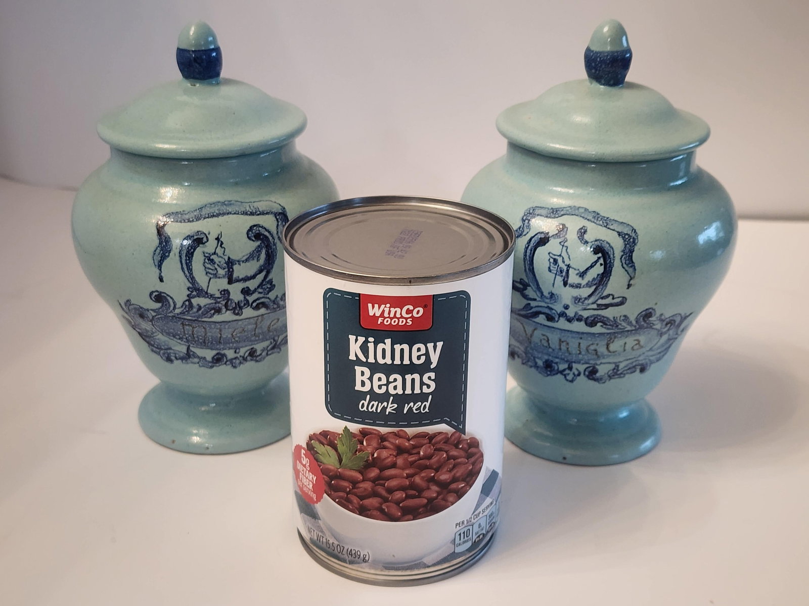 1920s Pair of French Aqua Blue Stoneware Canisters - 5