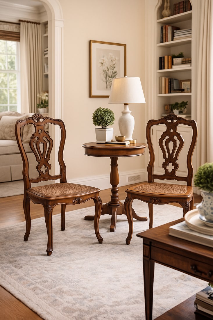 Antique Italian Carved Walnut Caned Side Chairs – Set of 2 – Hand-Carved Rococo/Baroque - 7