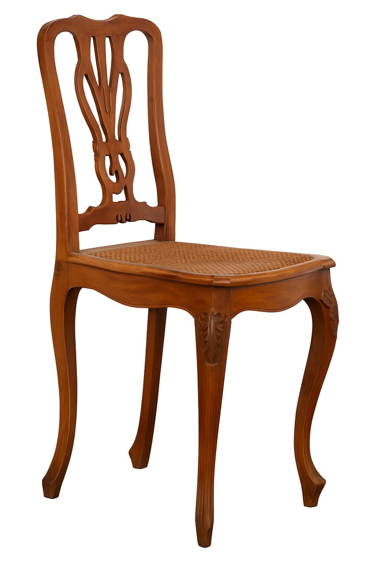 Antique Italian Carved Walnut Caned Side Chairs – Set of 2 – Hand-Carved Rococo/Baroque - 8