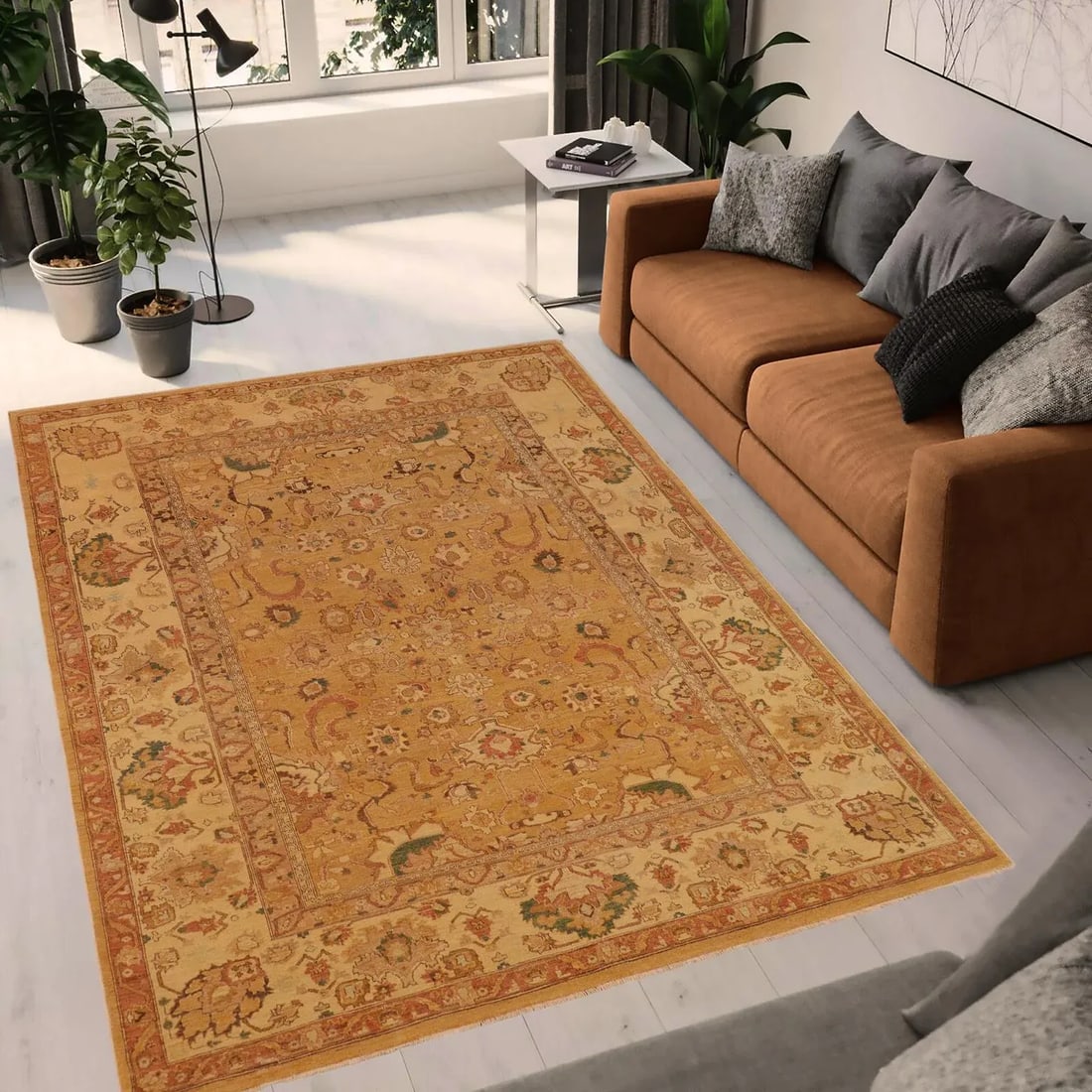 1980s 1980s Vintage Bohemian Isabel Gold/Tan Wool Rug - 2
