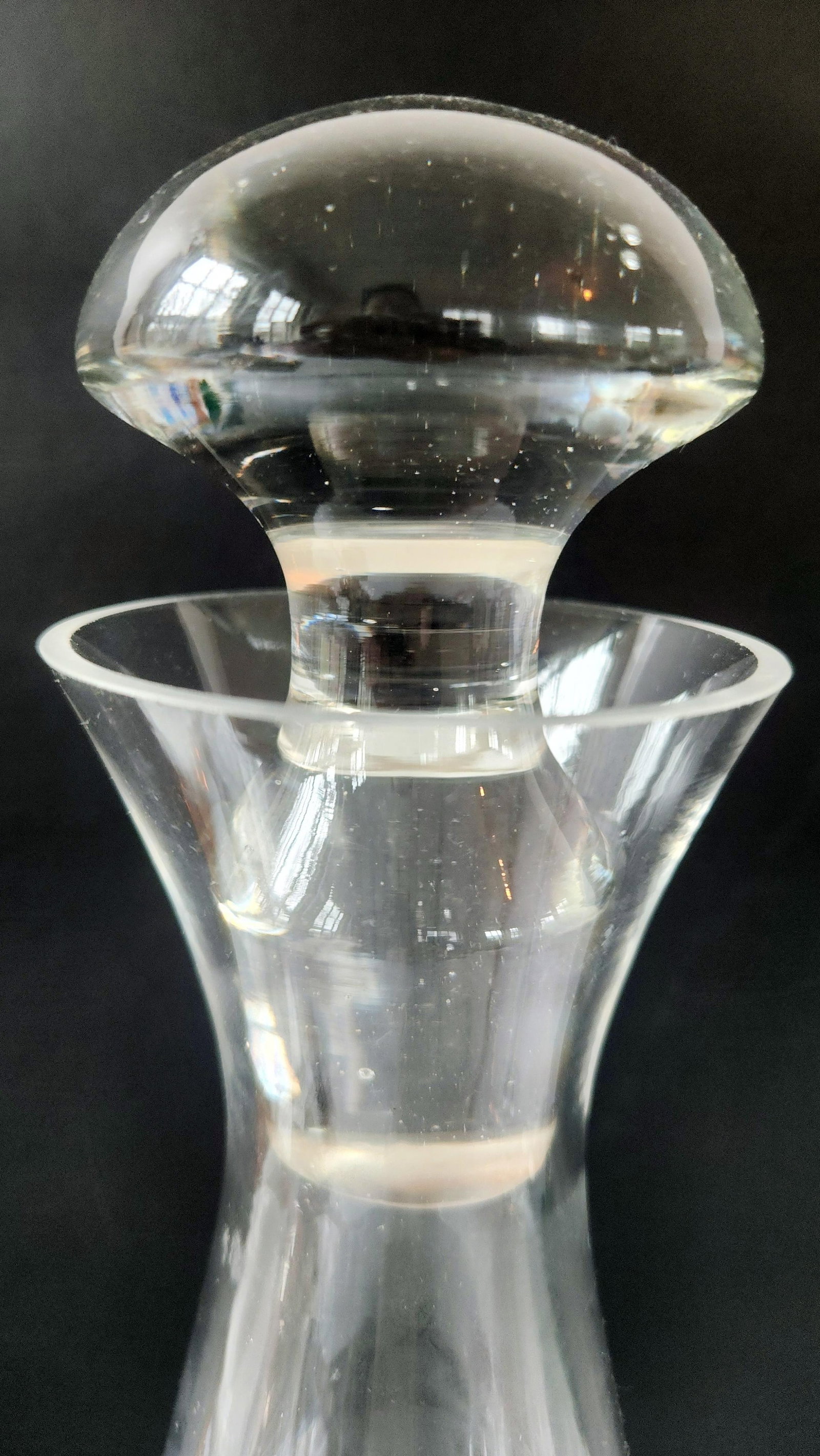 Mid 20th Century Mid-Century Modern Clear Glass Decanter With Solid Mushroom Stopper - 10