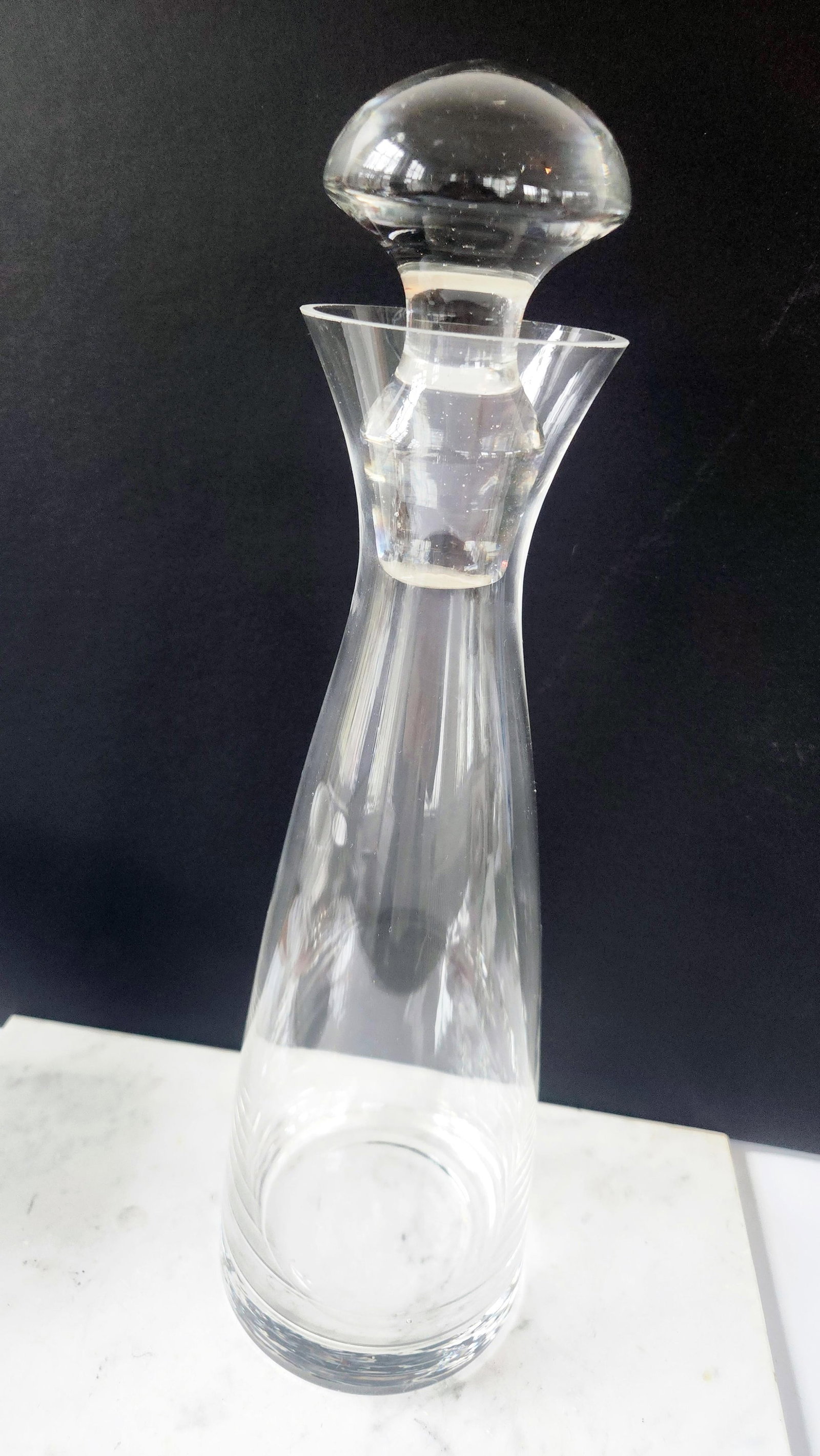 Mid 20th Century Mid-Century Modern Clear Glass Decanter With Solid Mushroom Stopper - 13