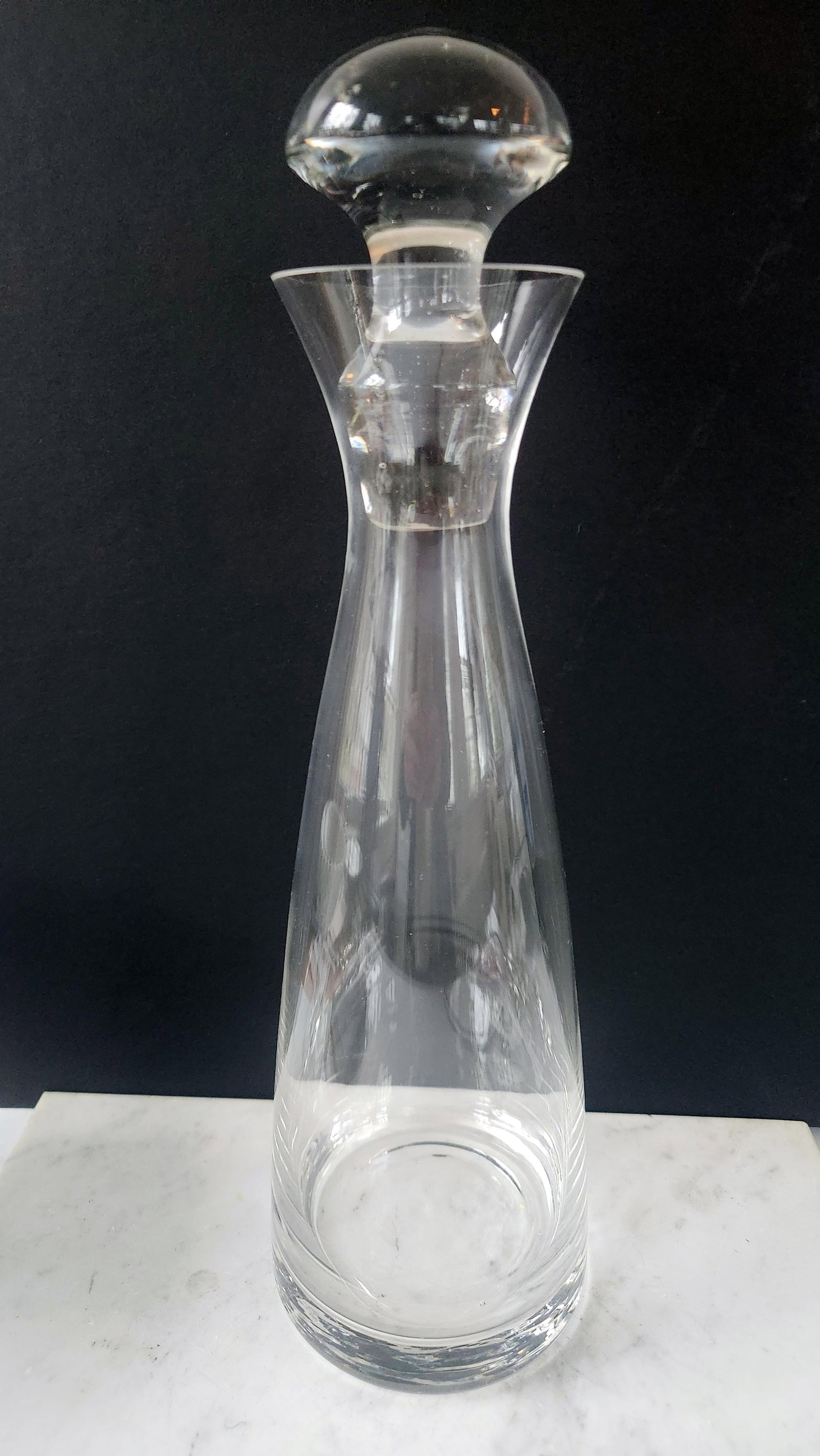 Mid 20th Century Mid-Century Modern Clear Glass Decanter With Solid Mushroom Stopper - 14