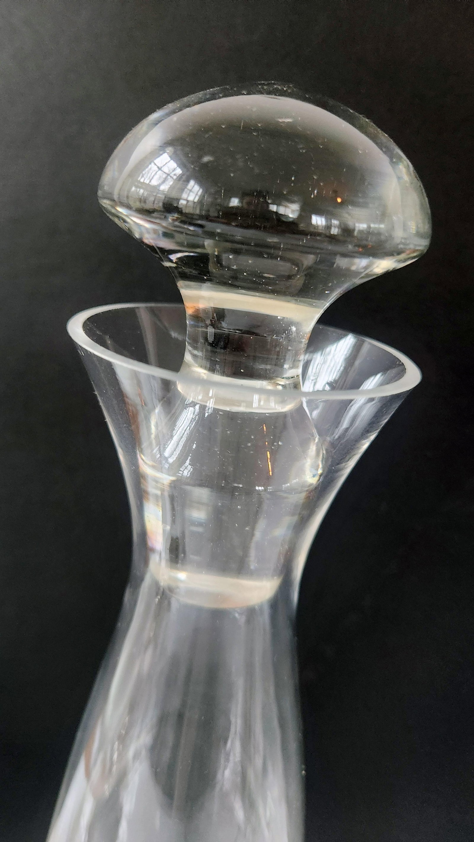 Mid 20th Century Mid-Century Modern Clear Glass Decanter With Solid Mushroom Stopper - 15