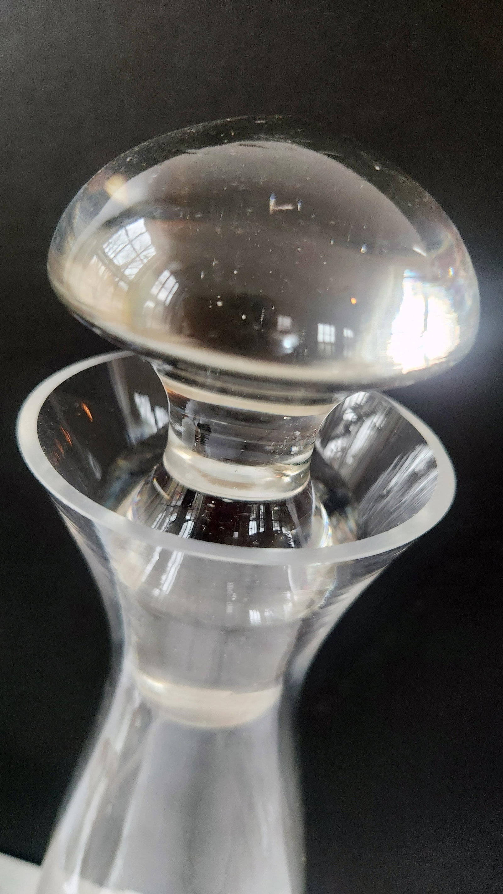 Mid 20th Century Mid-Century Modern Clear Glass Decanter With Solid Mushroom Stopper - 16
