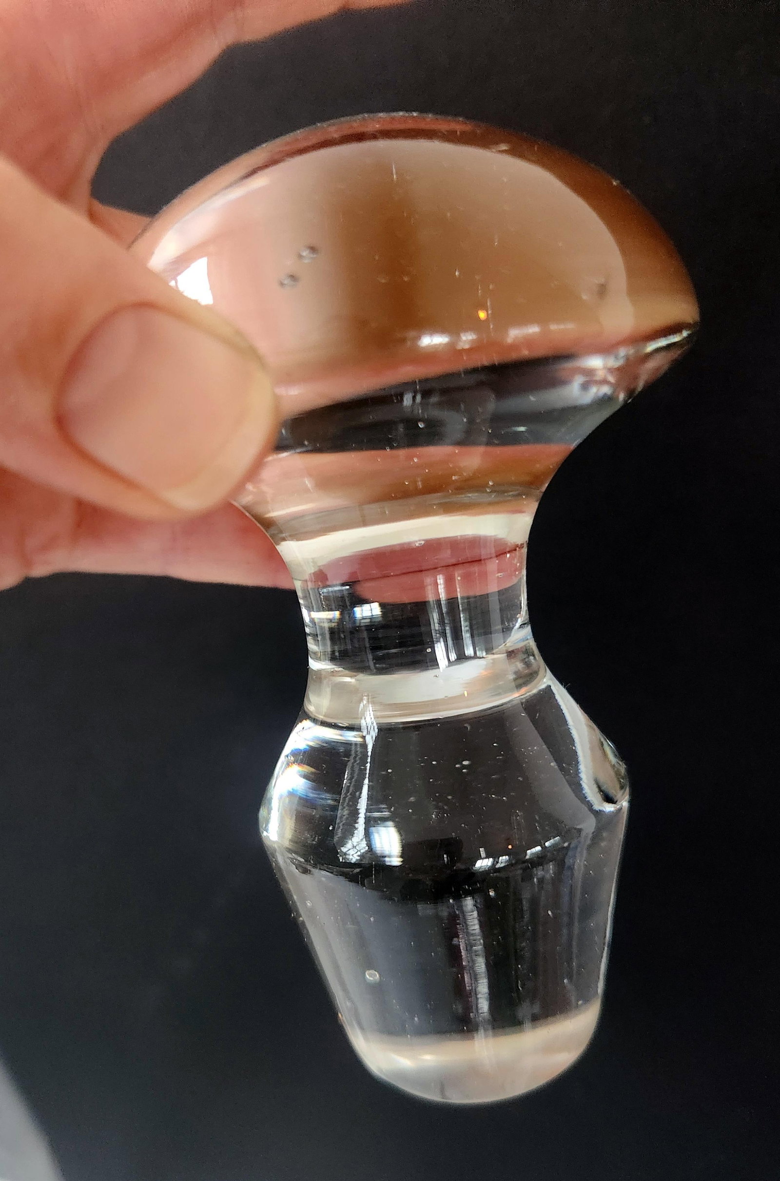 Mid 20th Century Mid-Century Modern Clear Glass Decanter With Solid Mushroom Stopper - 3