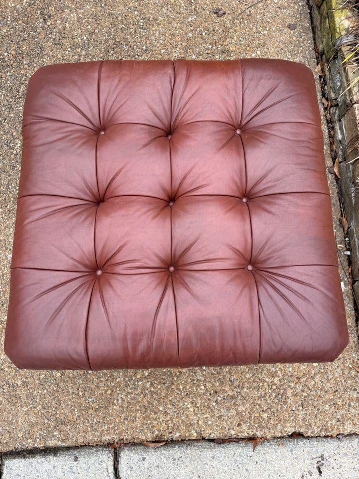 Leather Tufted Ottoman by Charles Stewart - 3