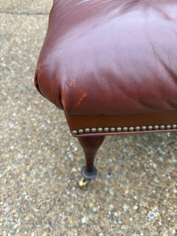 Leather Tufted Ottoman by Charles Stewart - 4