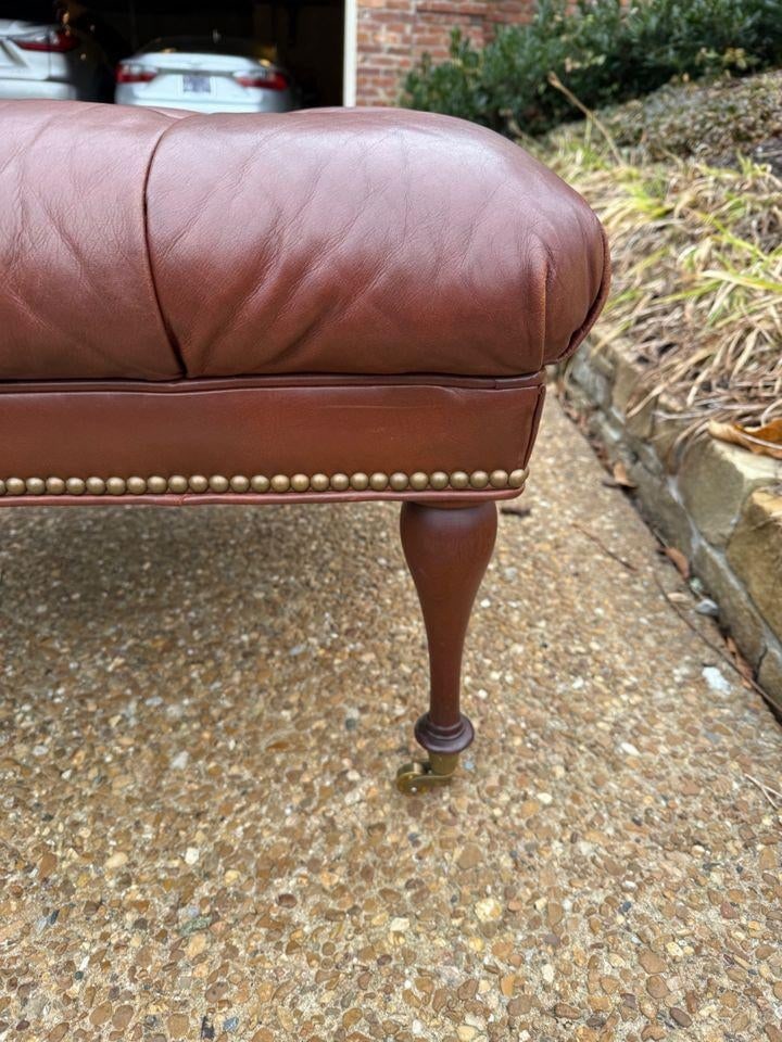 Leather Tufted Ottoman by Charles Stewart - 5