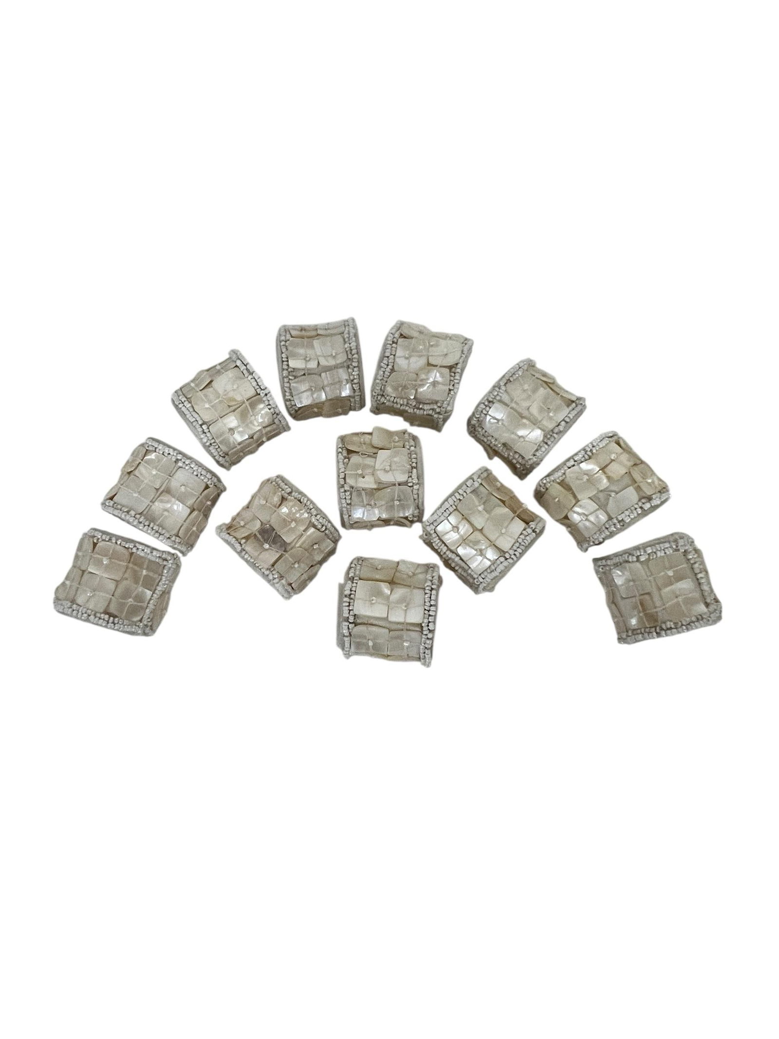 Late 20th Century Capiz Shell Mother of Pearl Napkin Ring - Set of 12 - 3