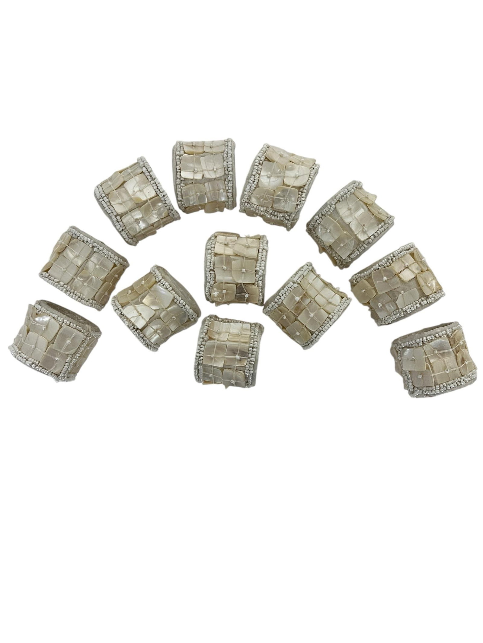 Late 20th Century Capiz Shell Mother of Pearl Napkin Ring - Set of 12 - 4