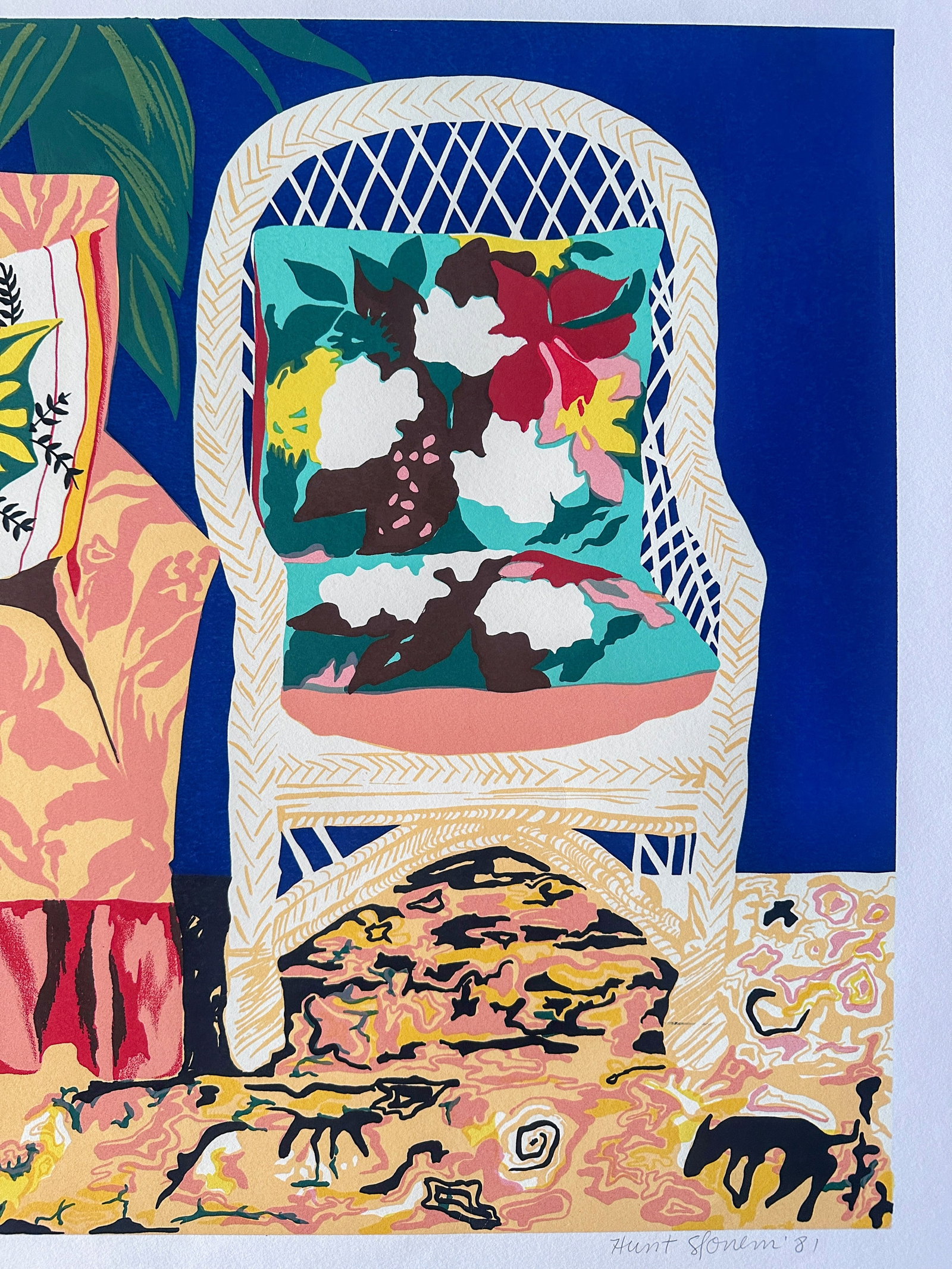 1980s Original Signed Hunt Slonem Serigraph Chair Duet, 48/175 - 5