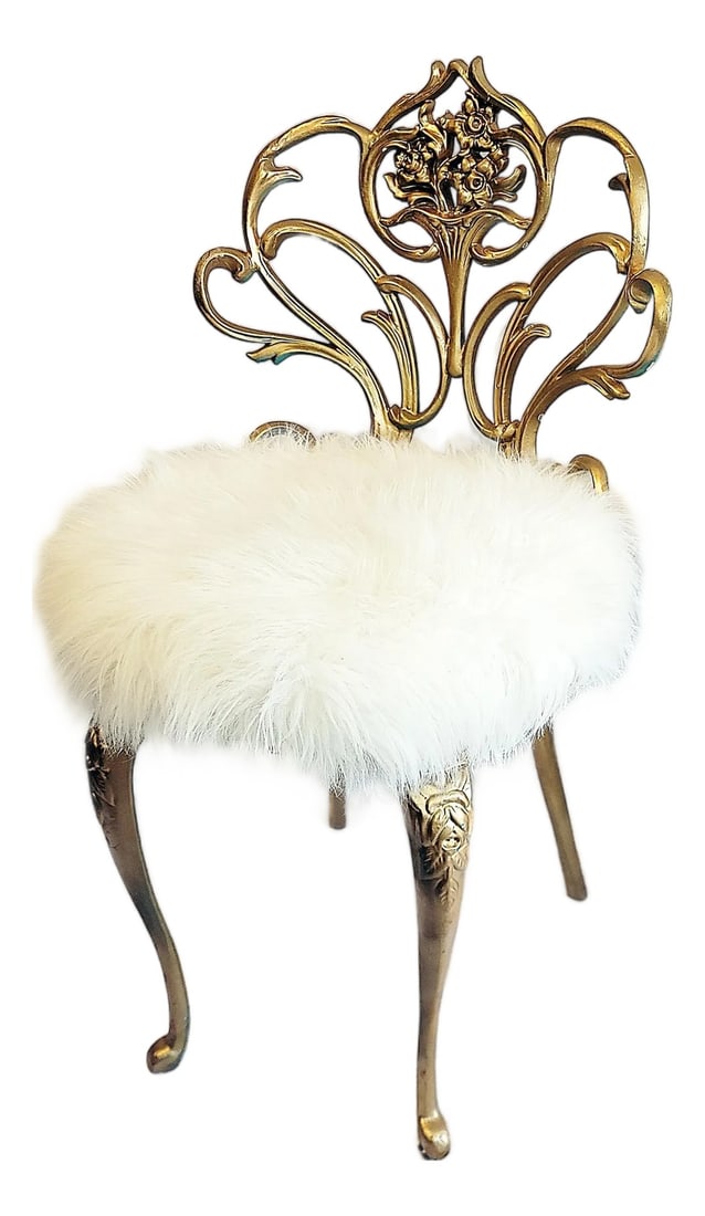 1950s Gilt Metal Vanity Chair (1 of 7)