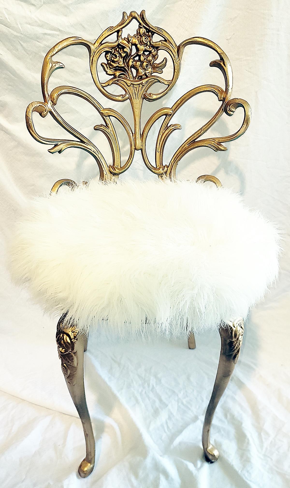 1950s Gilt Metal Vanity Chair - 2