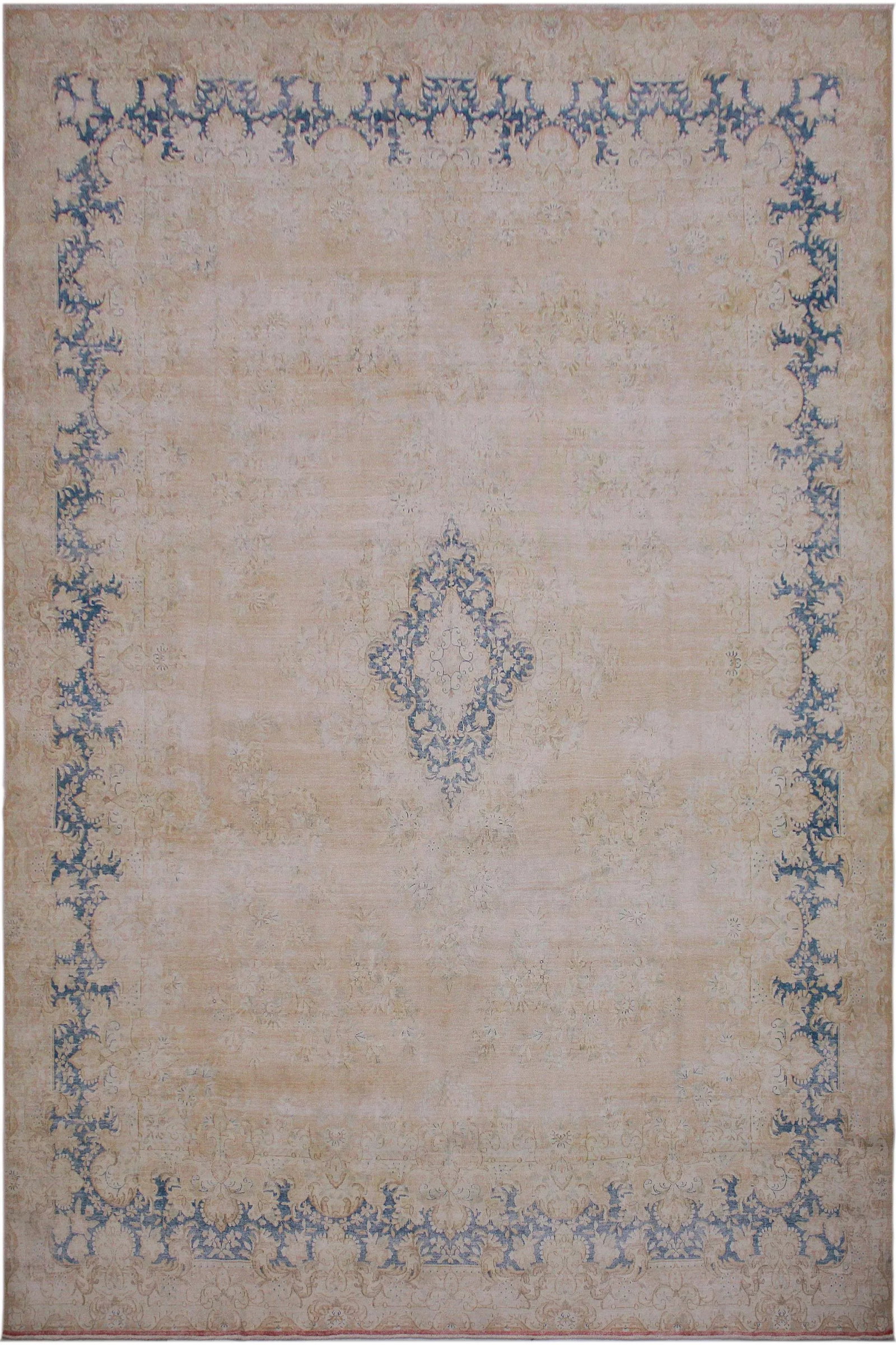1980s Boho Chic Vintage Distressed Brown/Blue Wool Rug - 10'1" X 12'9" - 10
