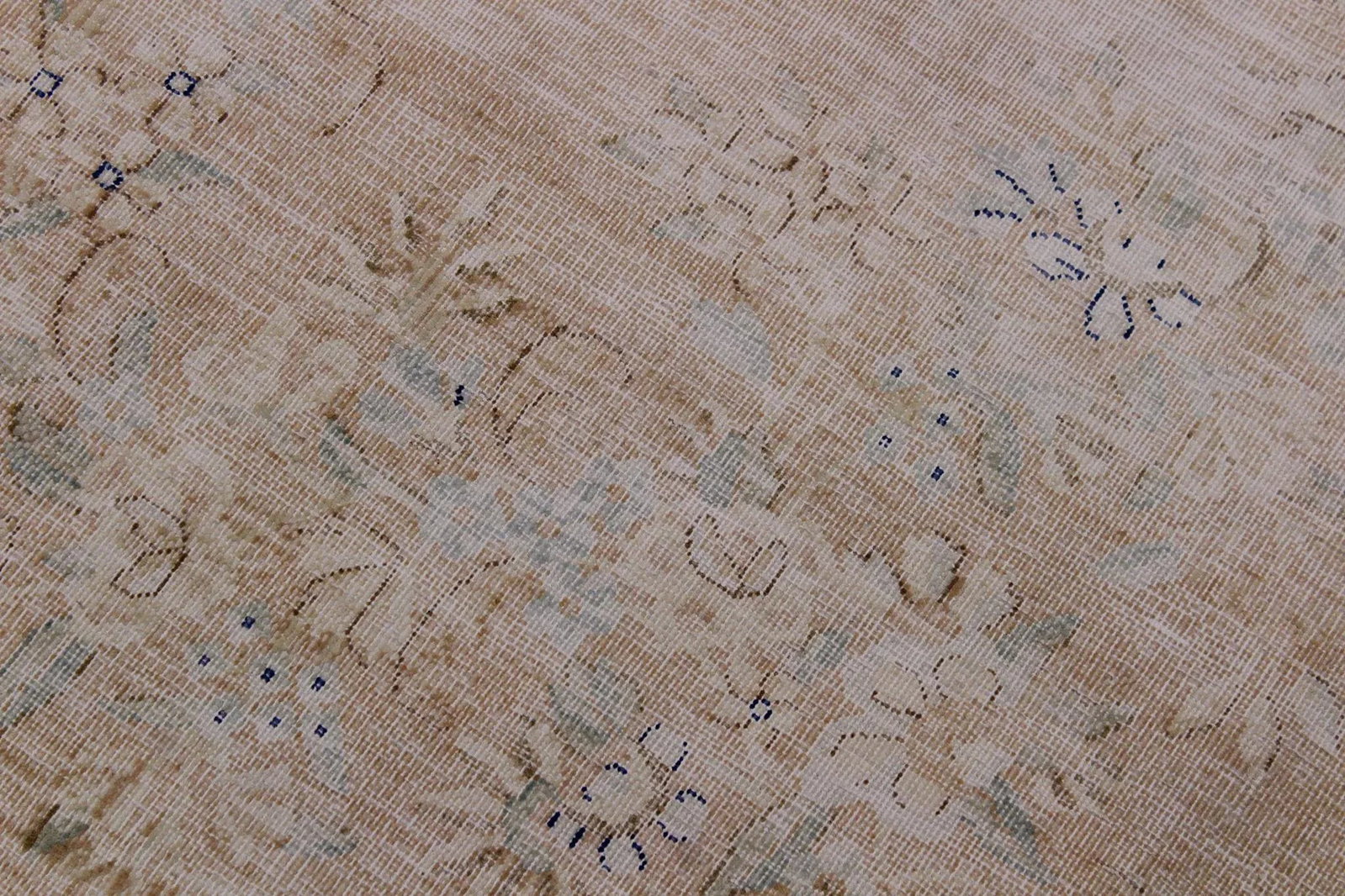 1980s Boho Chic Vintage Distressed Brown/Blue Wool Rug - 10'1" X 12'9" - 4