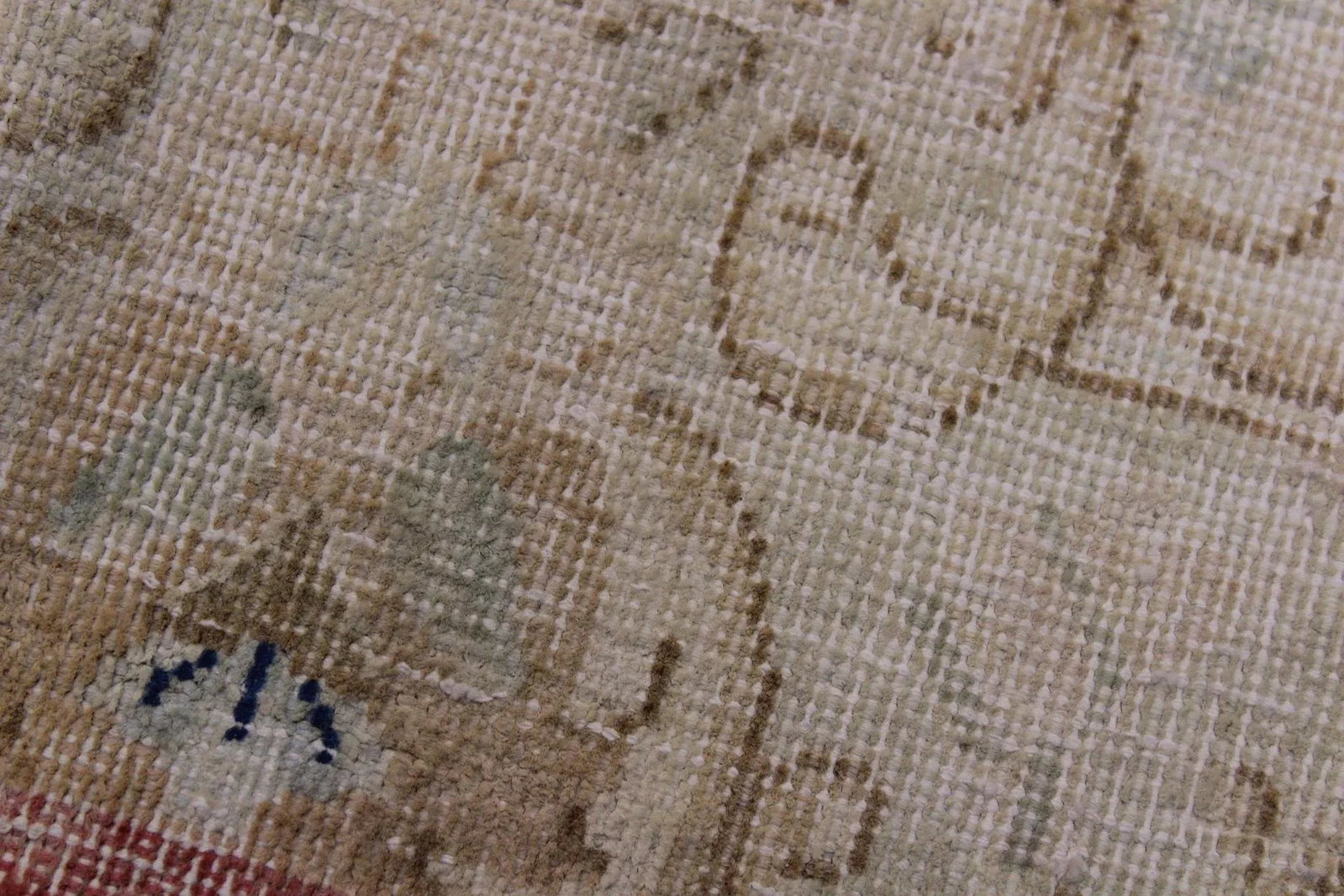 1980s Boho Chic Vintage Distressed Brown/Blue Wool Rug - 10'1" X 12'9" - 5