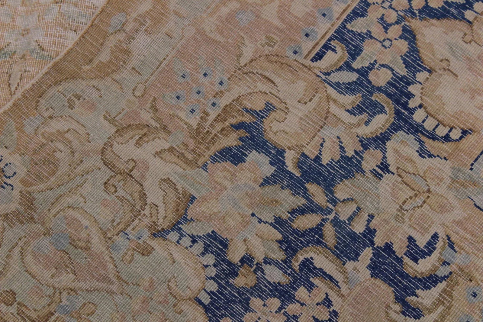 1980s Boho Chic Vintage Distressed Brown/Blue Wool Rug - 10'1" X 12'9" - 8