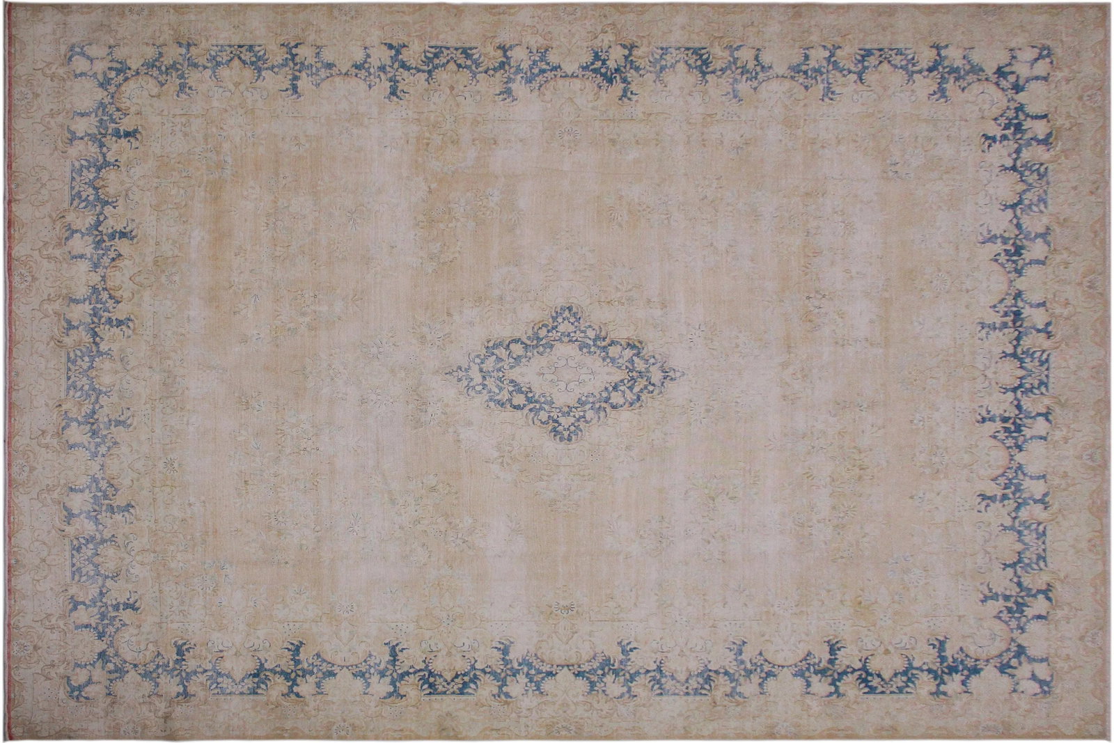 1980s Boho Chic Vintage Distressed Brown/Blue Wool Rug - 10'1" X 12'9" - 9