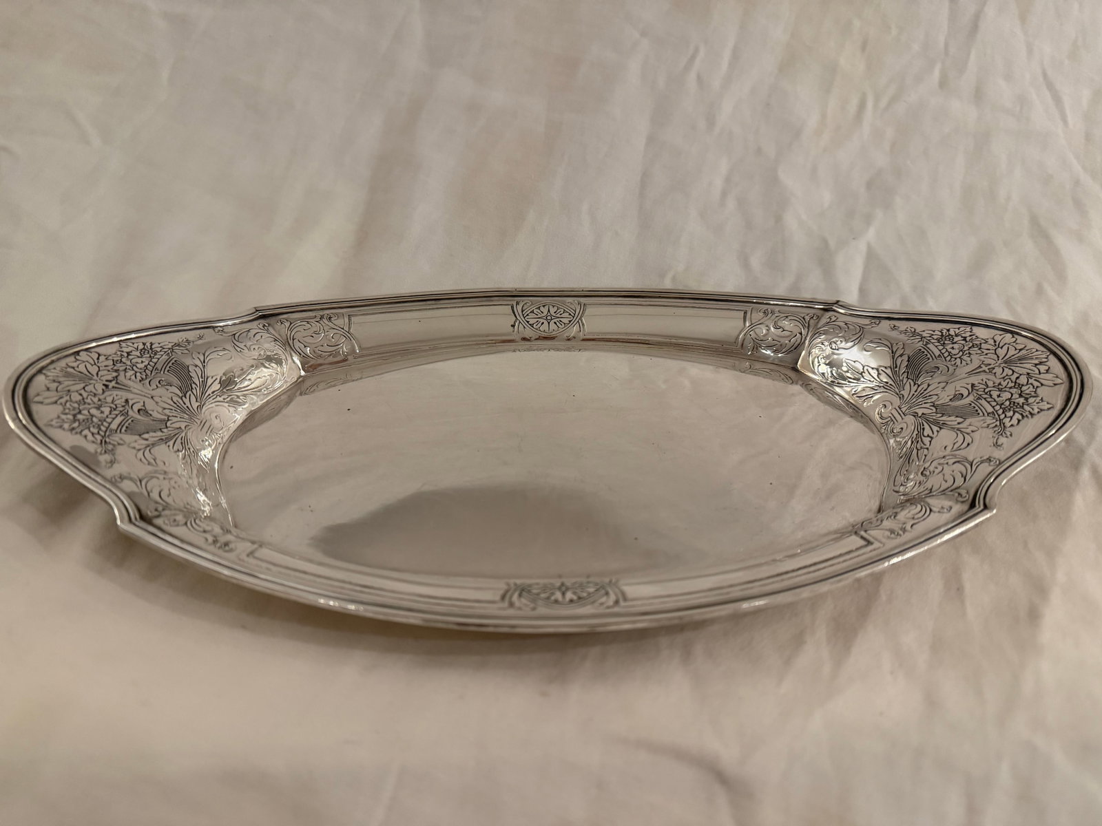Antique Tiffany & Co. Sterling Silver Oval Dish With Ornate Floral Handle - 5