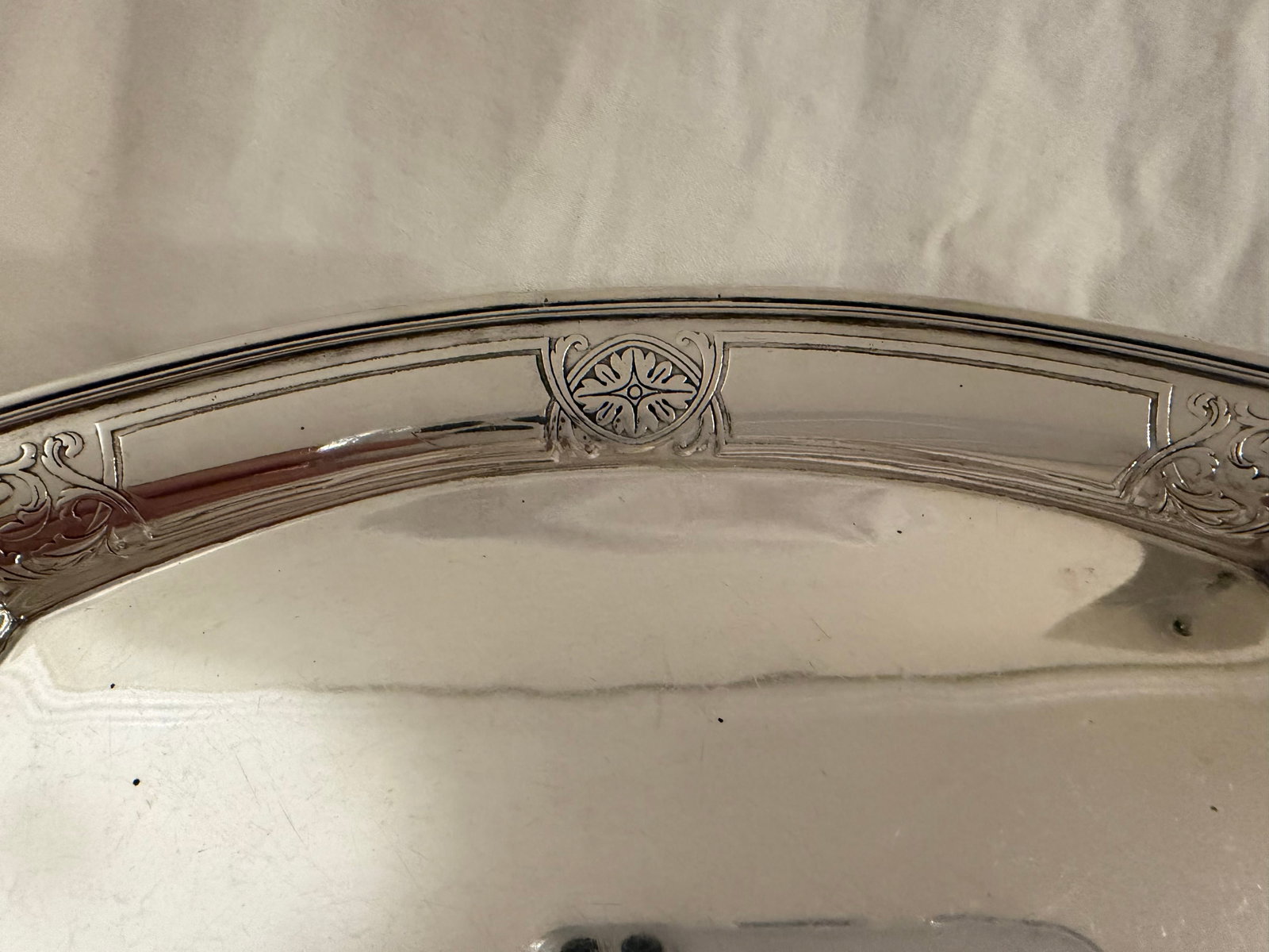 Antique Tiffany & Co. Sterling Silver Oval Dish With Ornate Floral Handle - 7