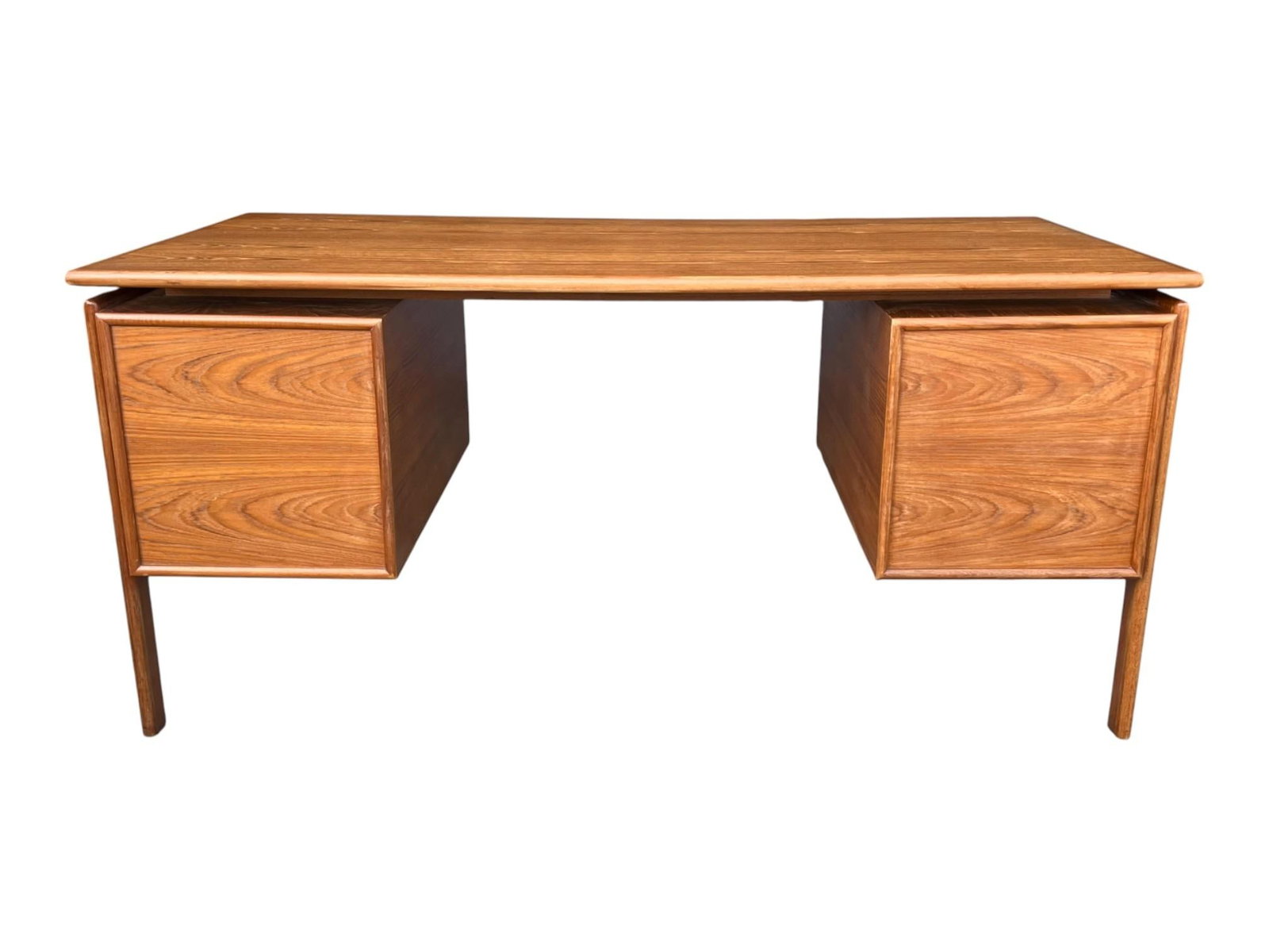1960s Danish Modern Teak Floating-Top Desk With Pedestal Base and Drawers - 10