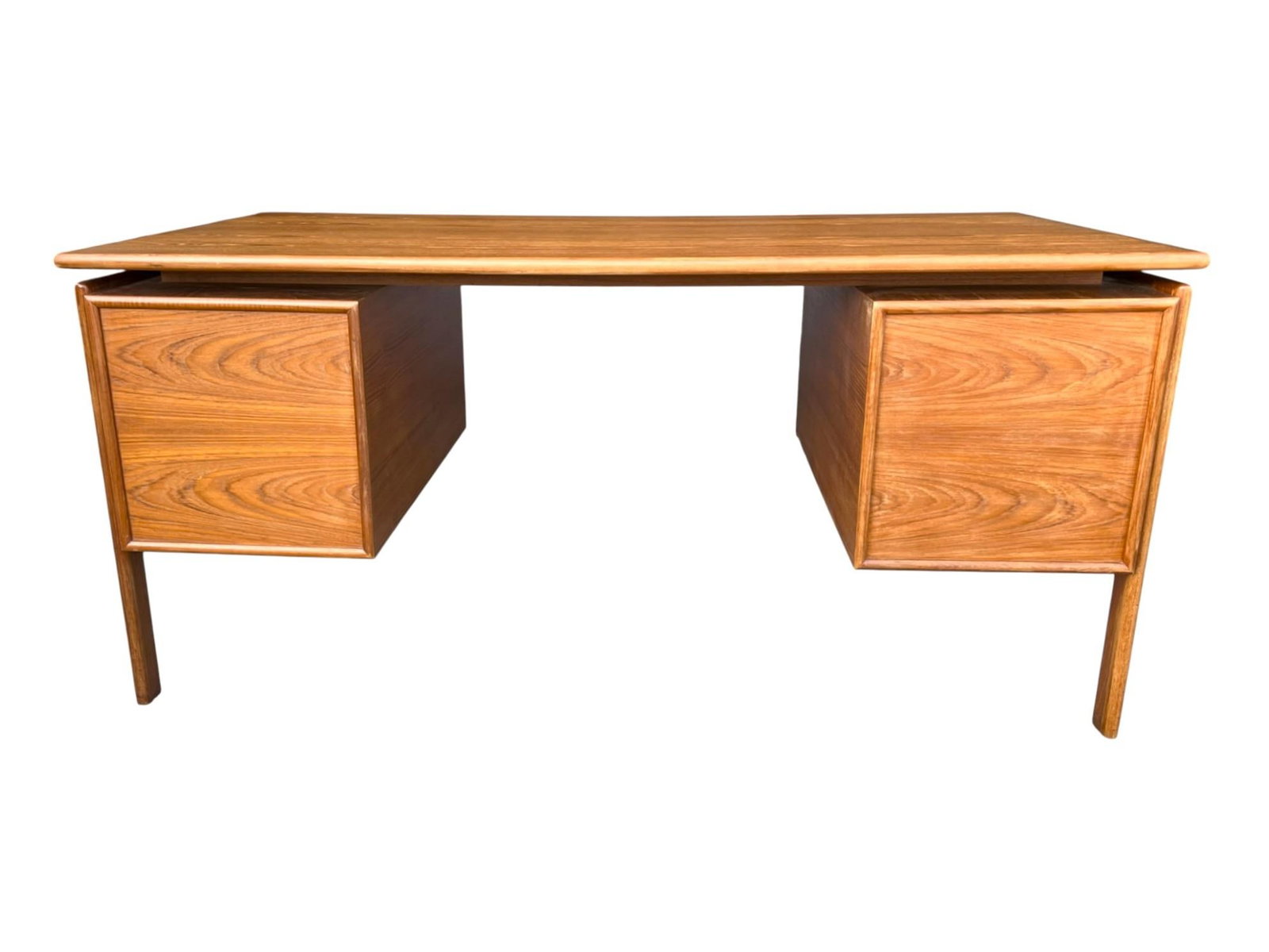 1960s Danish Modern Teak Floating-Top Desk With Pedestal Base and Drawers - 12