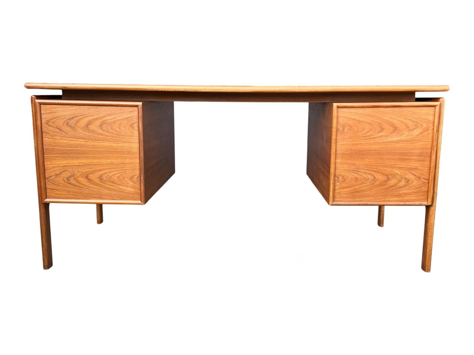 1960s Danish Modern Teak Floating-Top Desk With Pedestal Base and Drawers - 9
