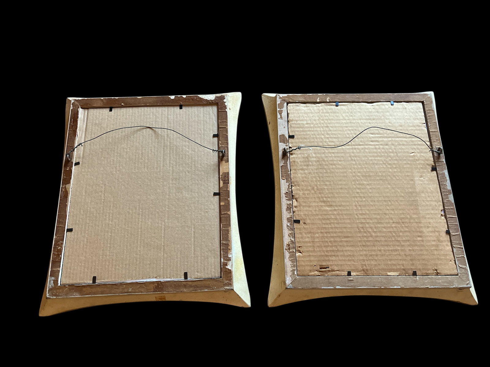 Pair of 1940s Old Florida Black & White Photographs in White Washed Pickled Gilt Frames and Ochre Ma - 11