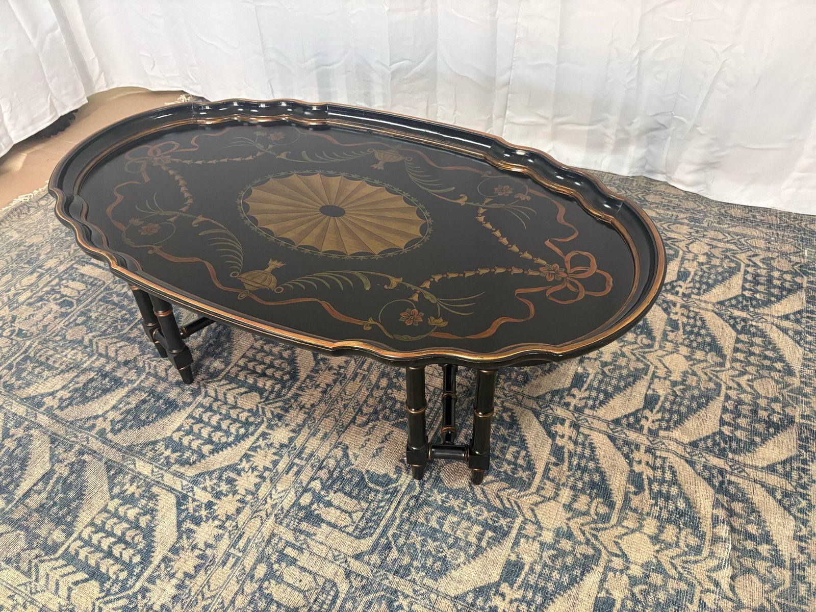 Late 20th Century Attributed to Maitland Smith Ebonized Oval Neoclassical Coffee Table - 10