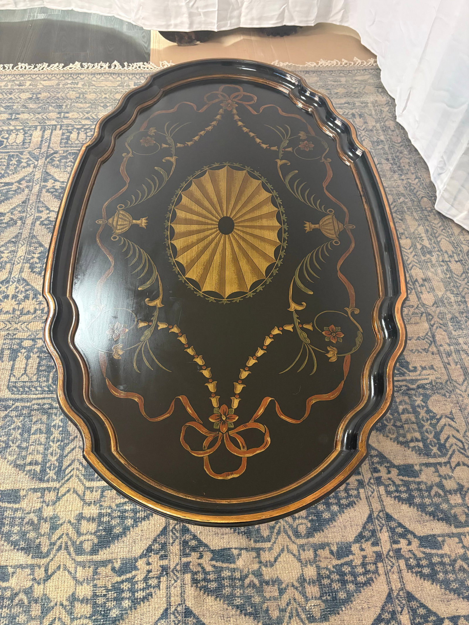 Late 20th Century Attributed to Maitland Smith Ebonized Oval Neoclassical Coffee Table - 15