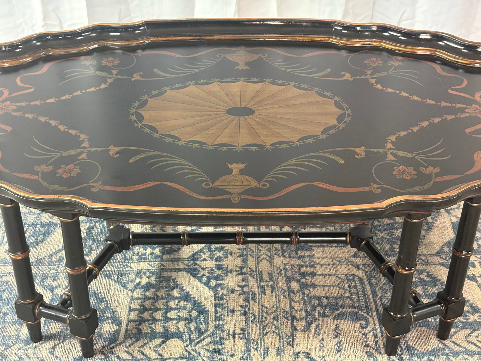 Late 20th Century Attributed to Maitland Smith Ebonized Oval Neoclassical Coffee Table - 3