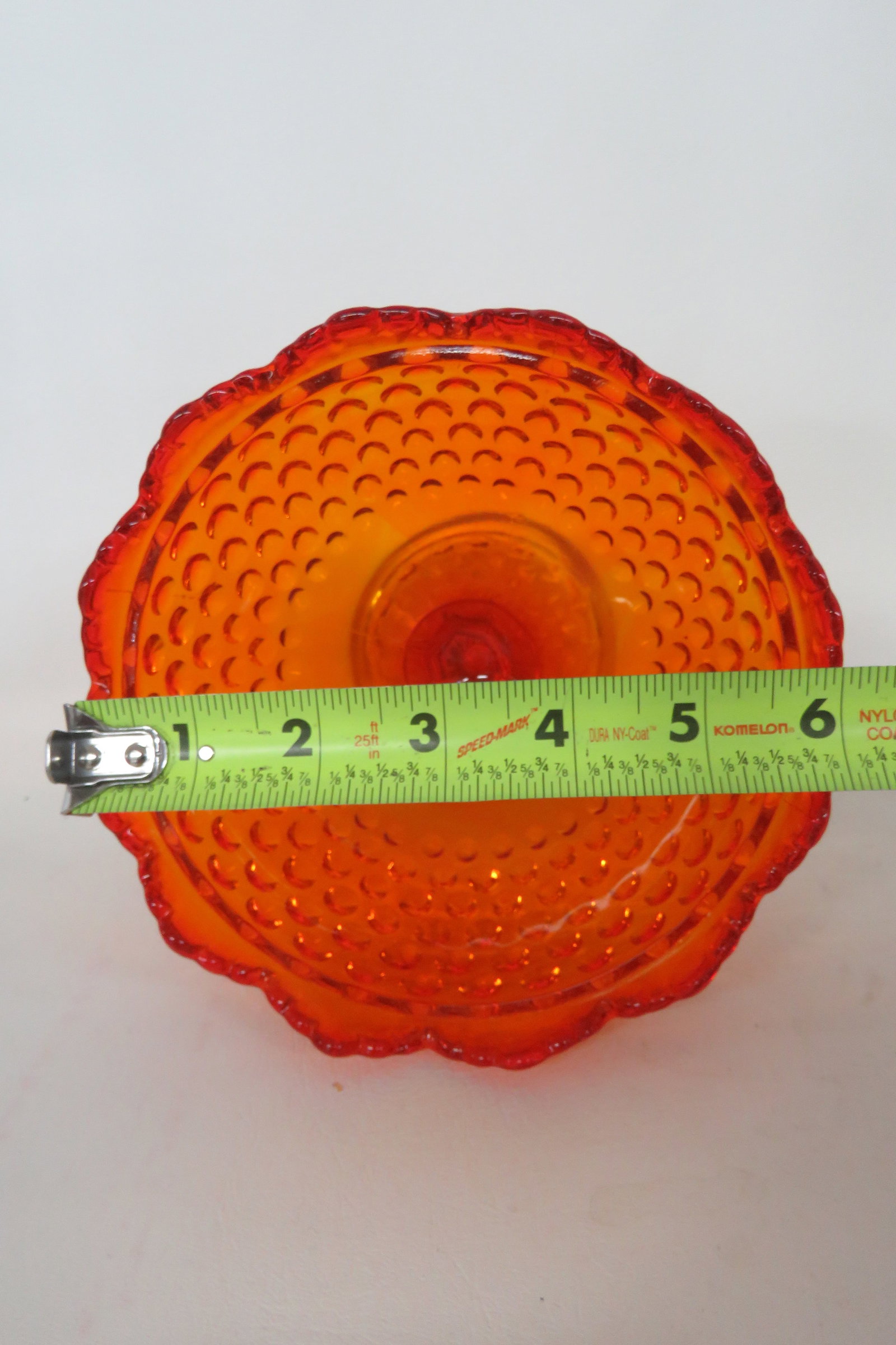 Fenton Amberina Hobnail Style Scalloped Rim Pedestal Covered Candy Dish 4564b - 10