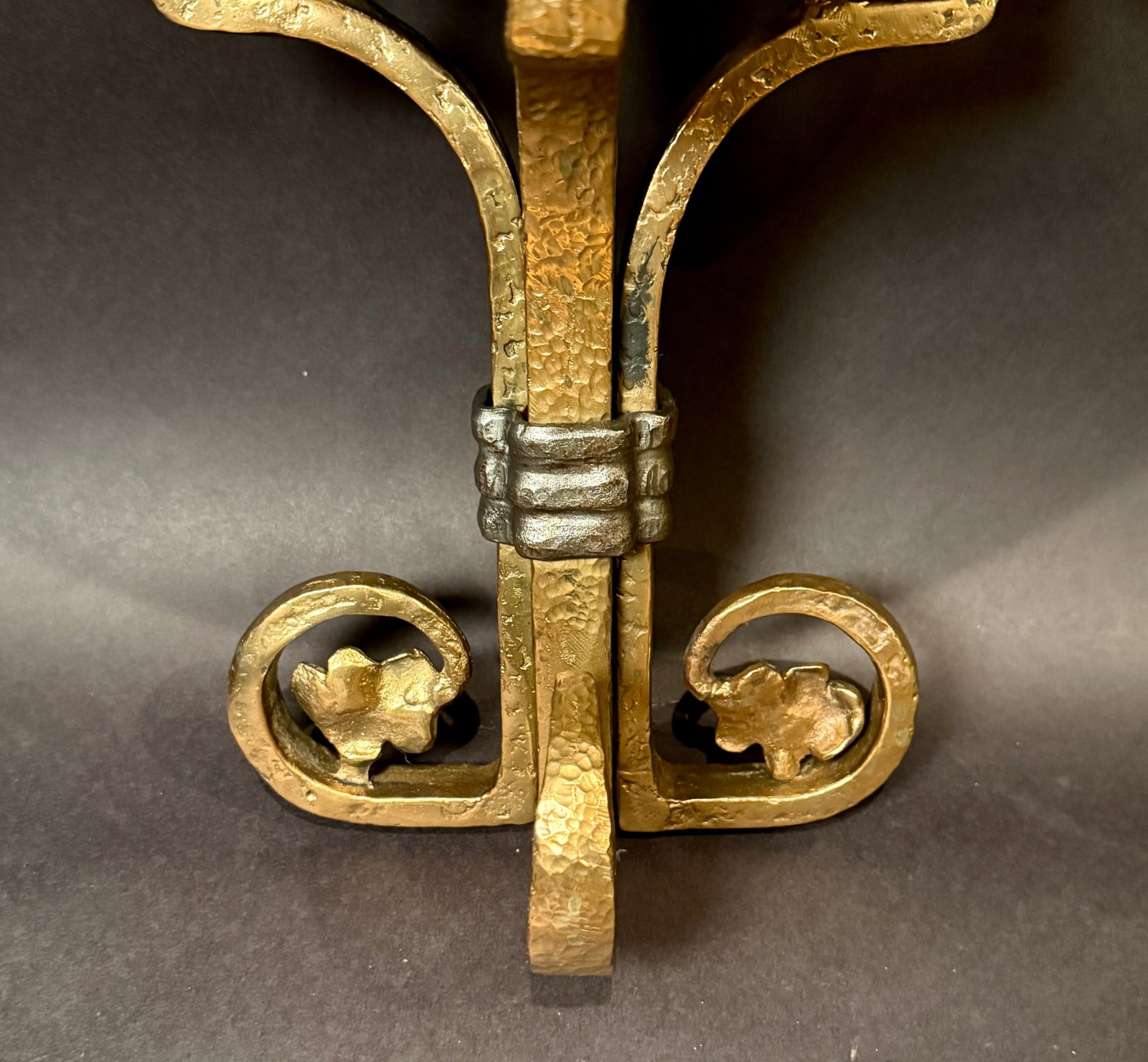 Early 20th Century American Arts & Crafts Bronze and Iron Wall Brackets, Pair - 11