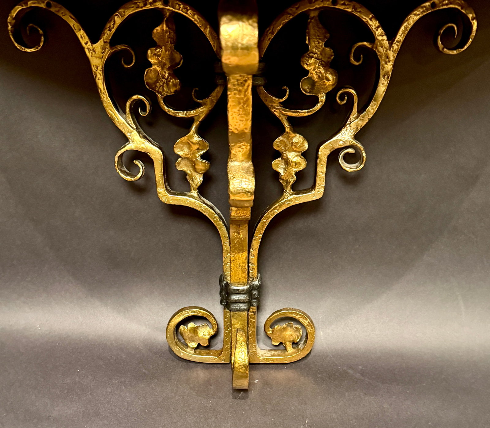 Early 20th Century American Arts & Crafts Bronze and Iron Wall Brackets, Pair - 6