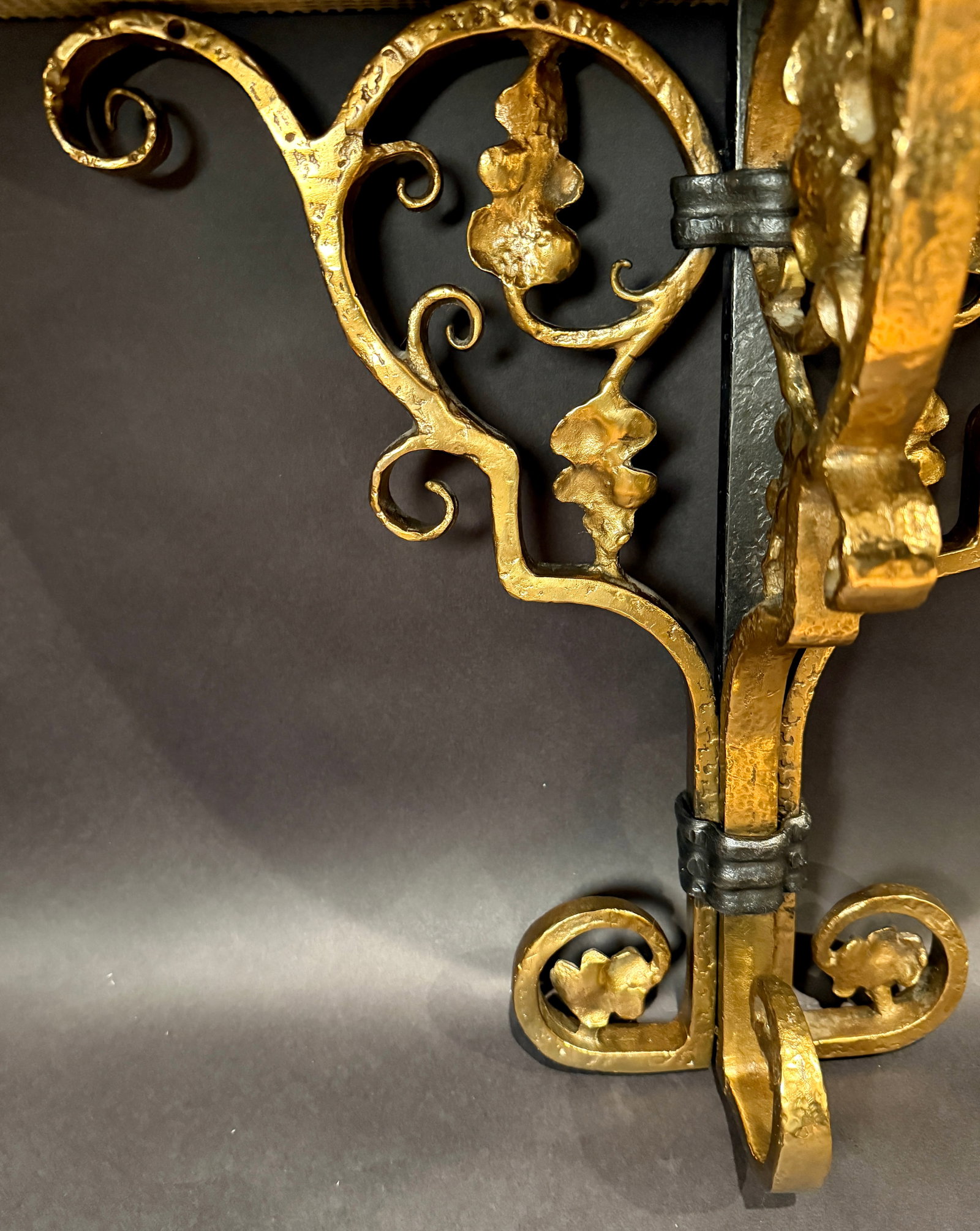 Early 20th Century American Arts & Crafts Bronze and Iron Wall Brackets, Pair - 8