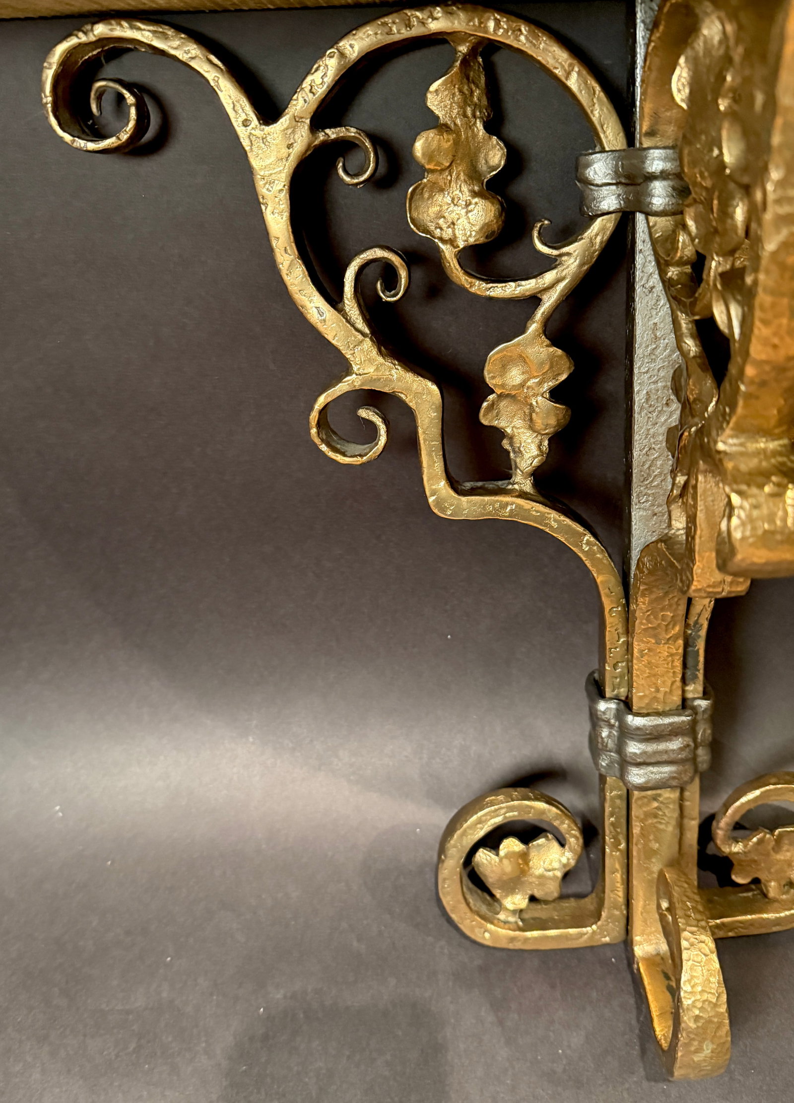 Early 20th Century American Arts & Crafts Bronze and Iron Wall Brackets, Pair - 9