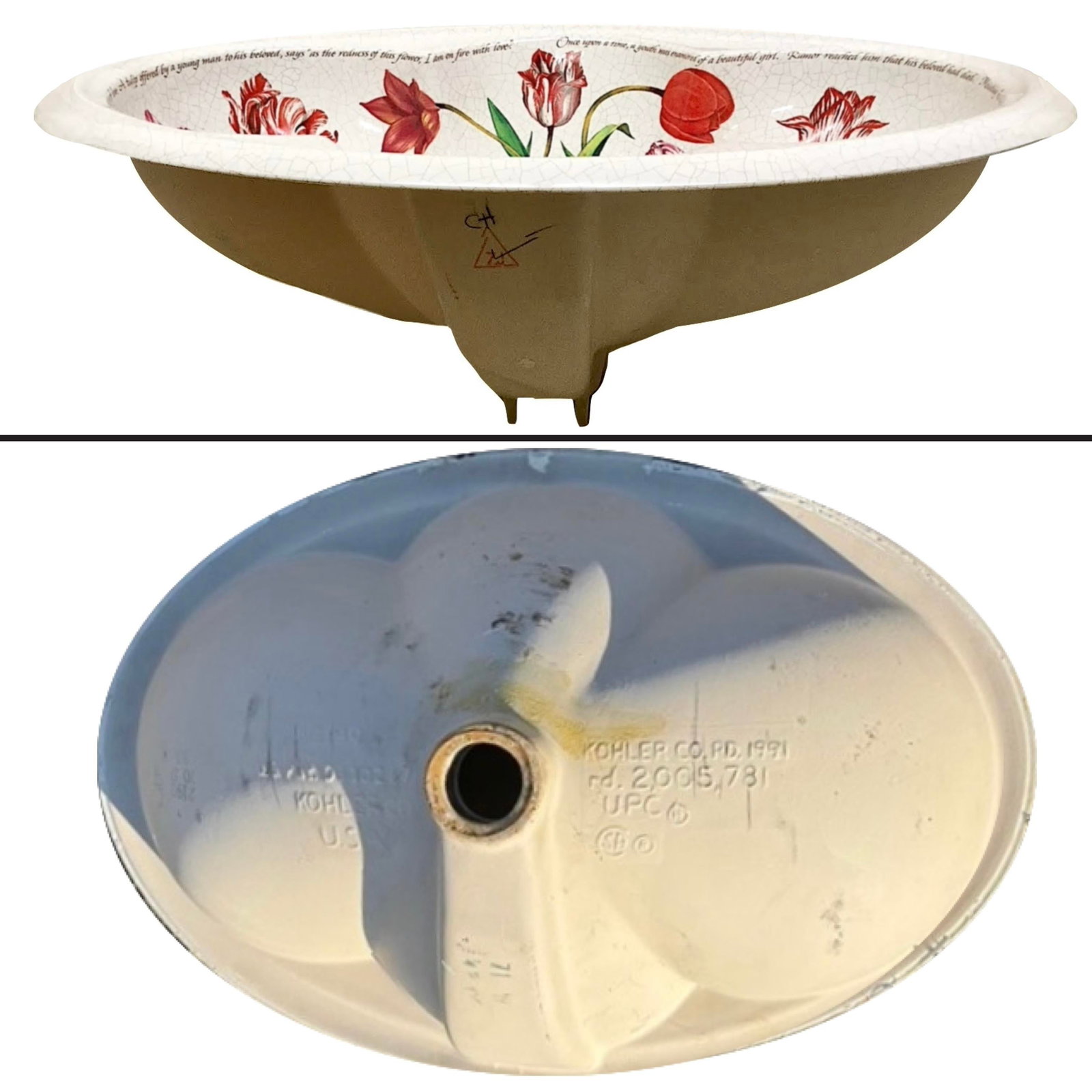 1990's Kohler Artist Edition - Fables and Flowers Cantata Countertop Sink - 9